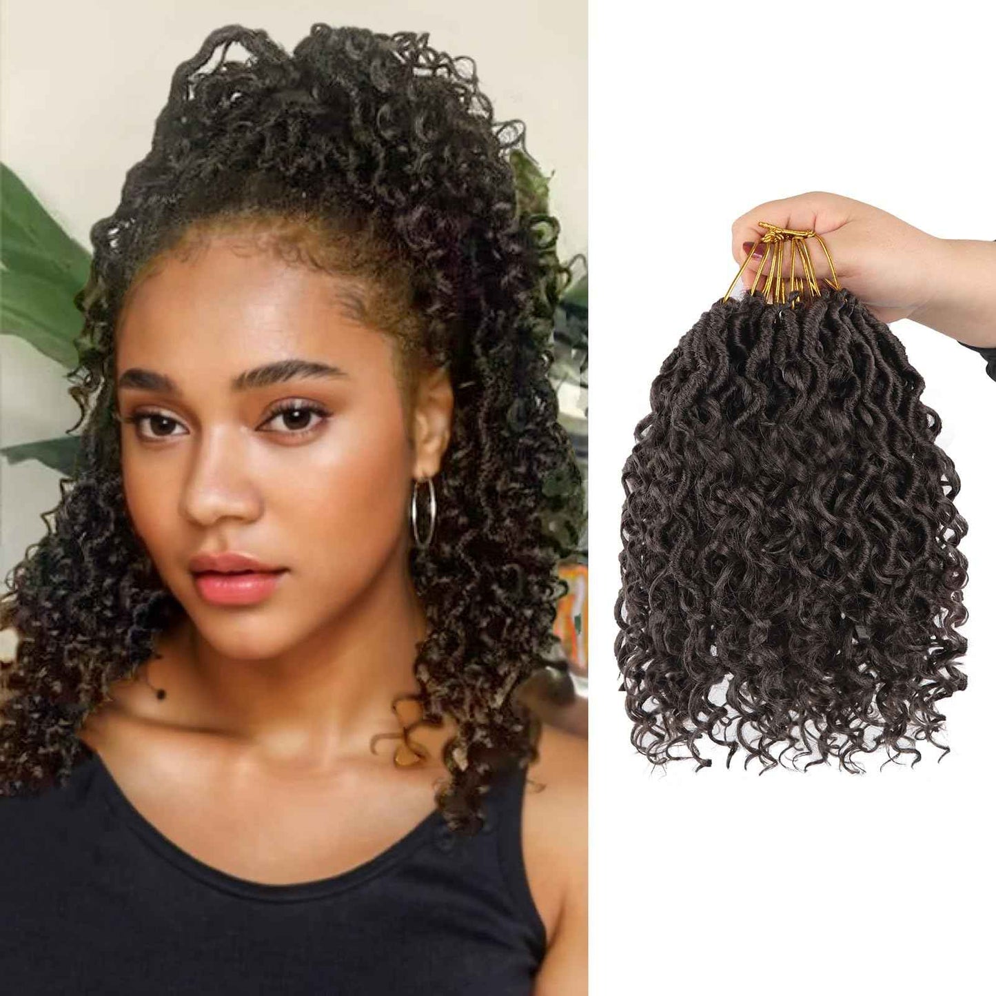 Sosihua Goddess locs crochet hair, 9 packs soft boho faux locs with curly ends bohemian crochet dreads for black women(8Inch,#4)