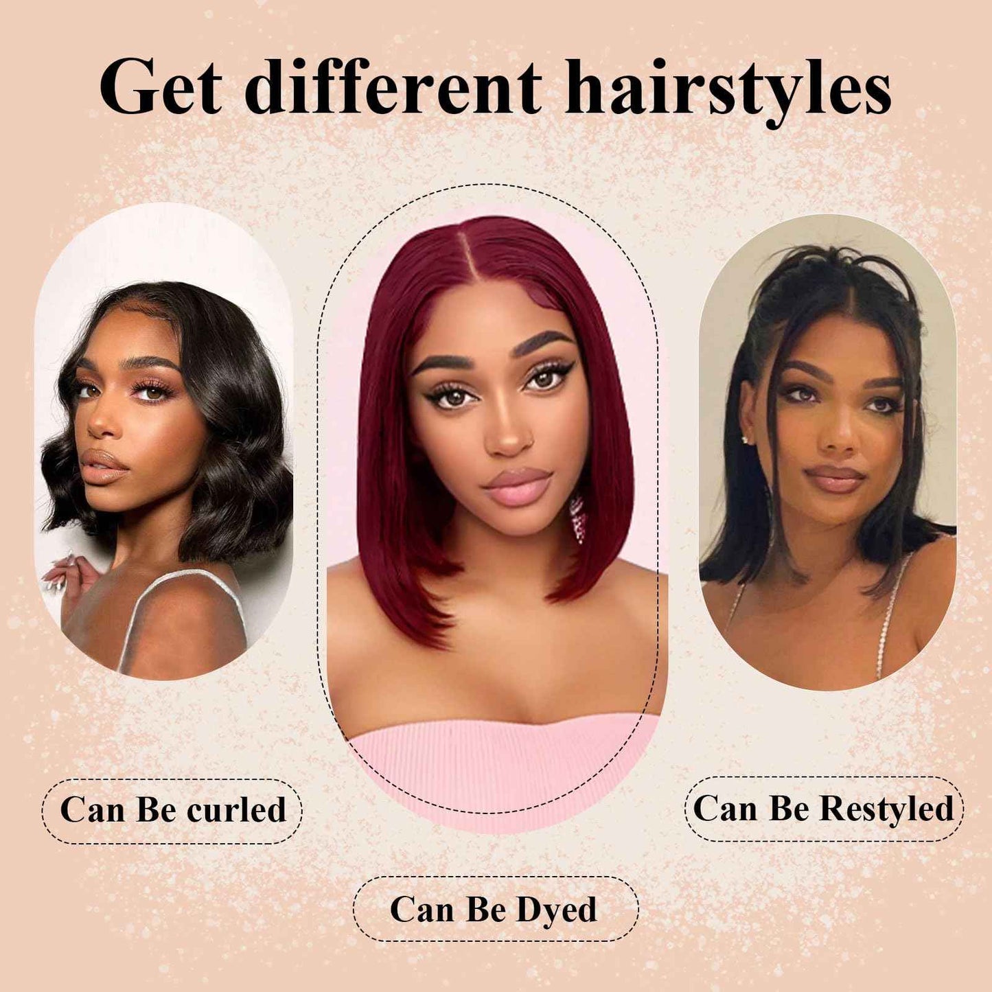 CAREKISS Bob Glueless Wigs Human Hair Pre Plucked Pre Cut 150 Density Wear and Go Glueless Wig 4x4 HD Straight Lace Closure Bob Wigs for Black Women 14inch