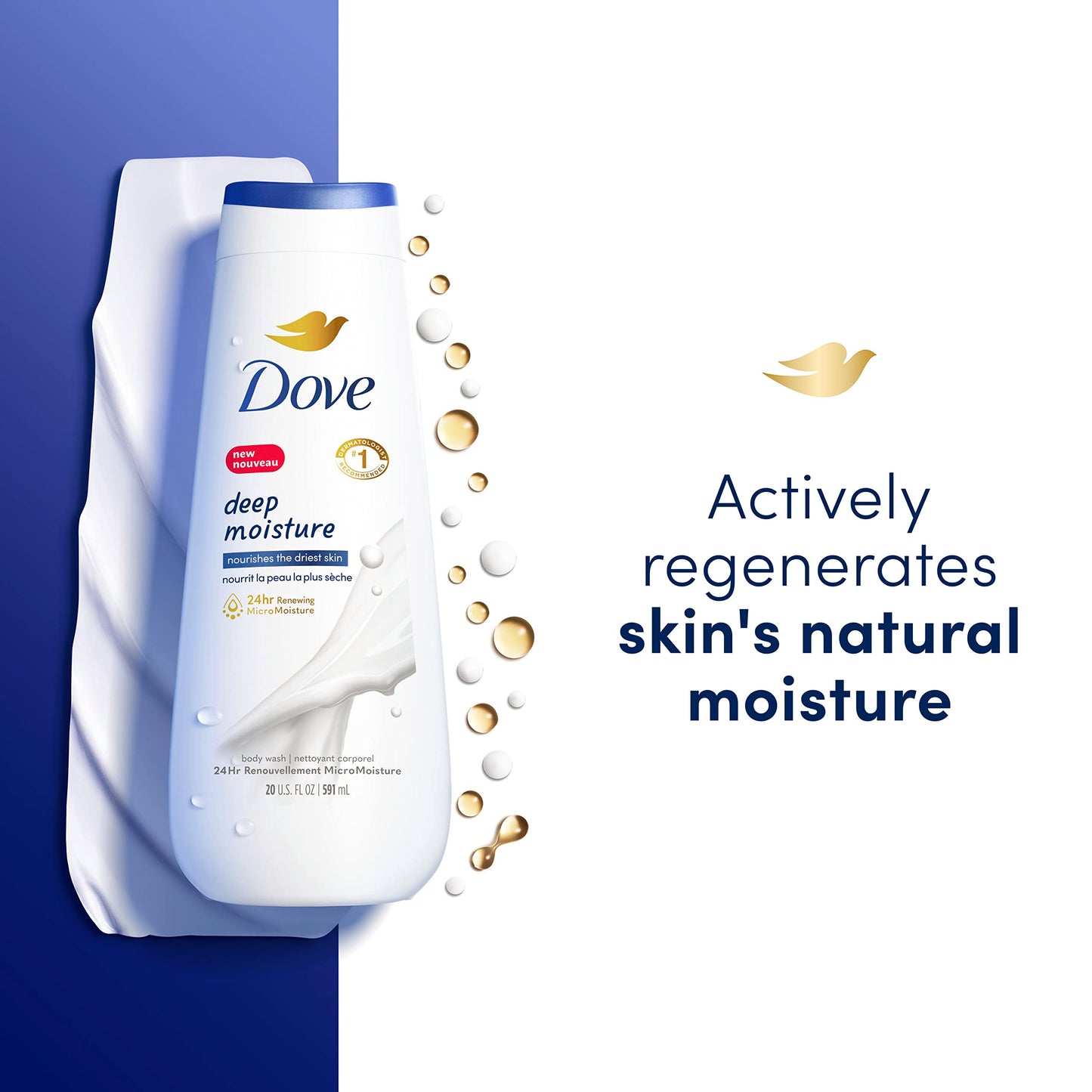 Dove Body Wash Deep Moisture 2 Count For Dry Skin Moisturizing Skin Cleanser with 24hr Renewing MicroMoisture Nourishes The Driest Skin 20 oz