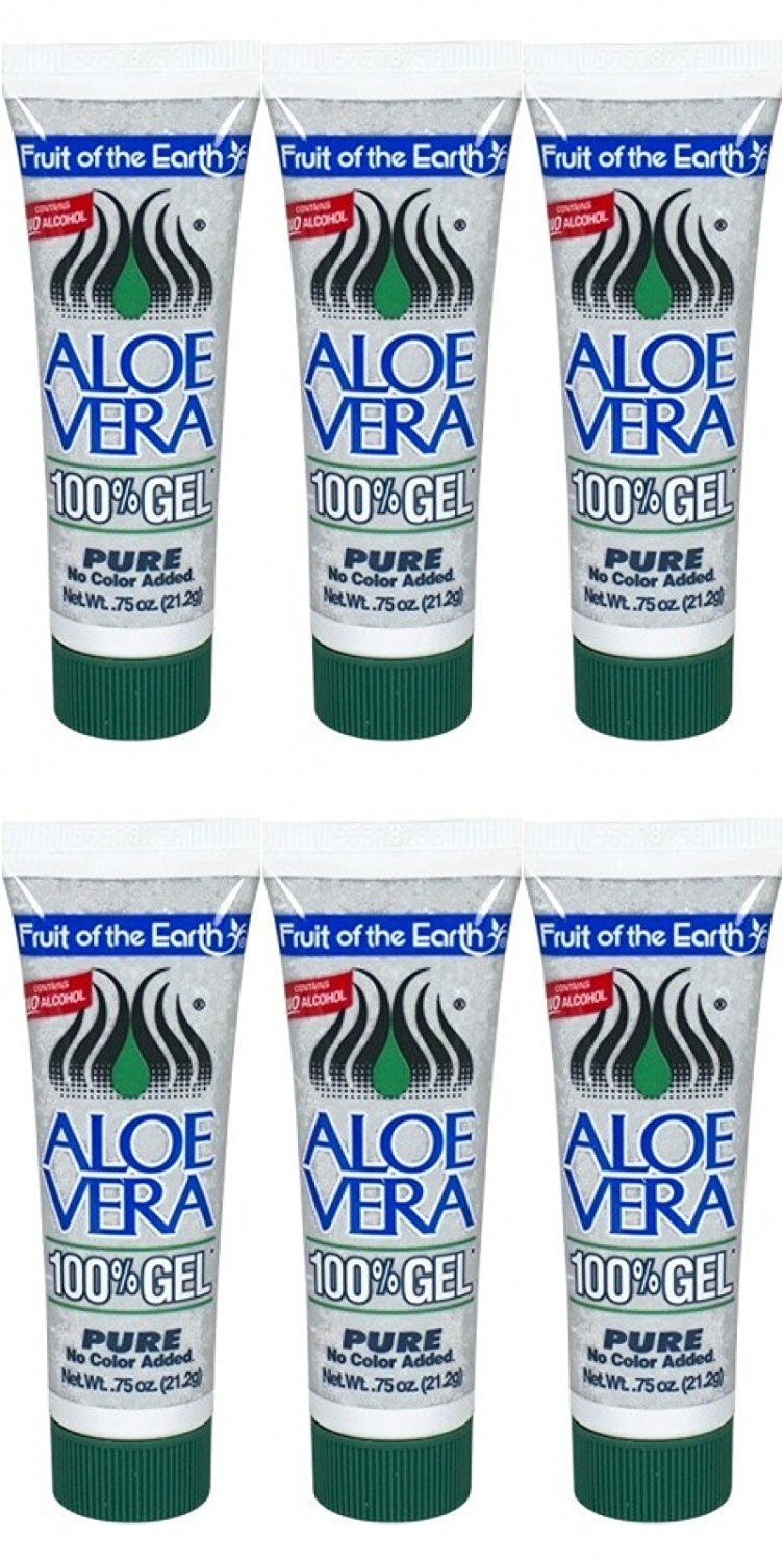 Fruit of the Earth Aloe Vera Gel Tube 0.75 Oz Travel Size (Pack of 6)