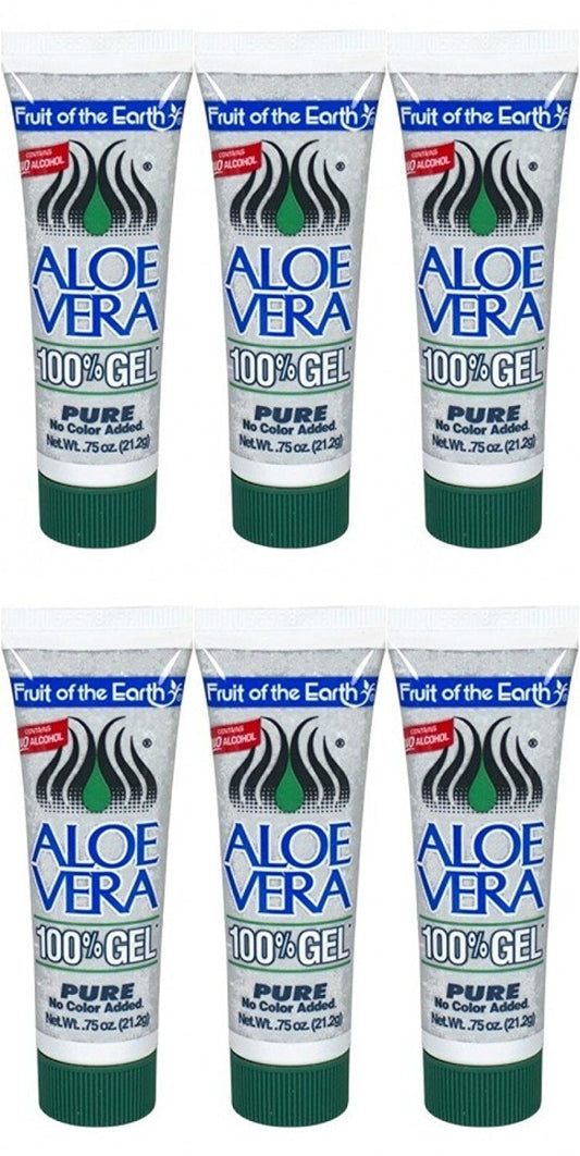 Fruit of the Earth Aloe Vera Gel Tube 0.75 Oz Travel Size (Pack of 6)