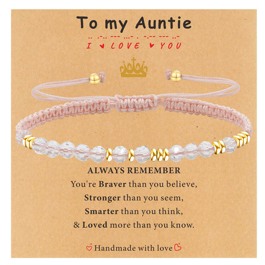 TAGOMEI Aunt Gifts Mothers Day Gifts Morse Code Bracelets for Women Aunt Birthday Gifts for Aunt from Niece Nephew, Inspirational Best Aunt Ever Gifts for Women Auntie Gifts Handmade Beaded Bracelets