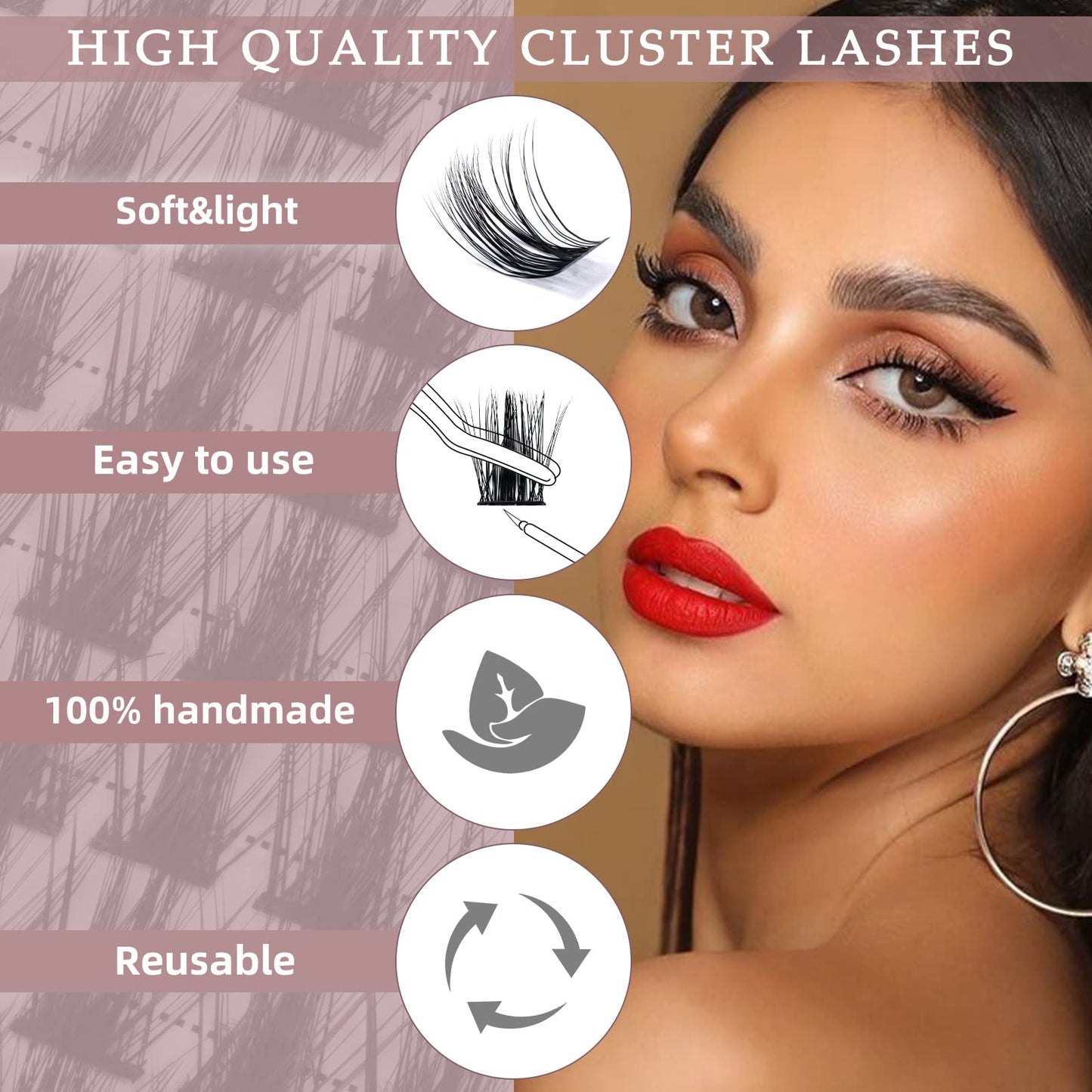 Lash Clusters 72 Pcs Wide Stem Individual Lashes C/D Curl 8-16mm DIY Eyelash Extension Natural03 Styles Soft for Personal Makeup Use at Home by QUEWEL (Natural03-C-MIX8-16)