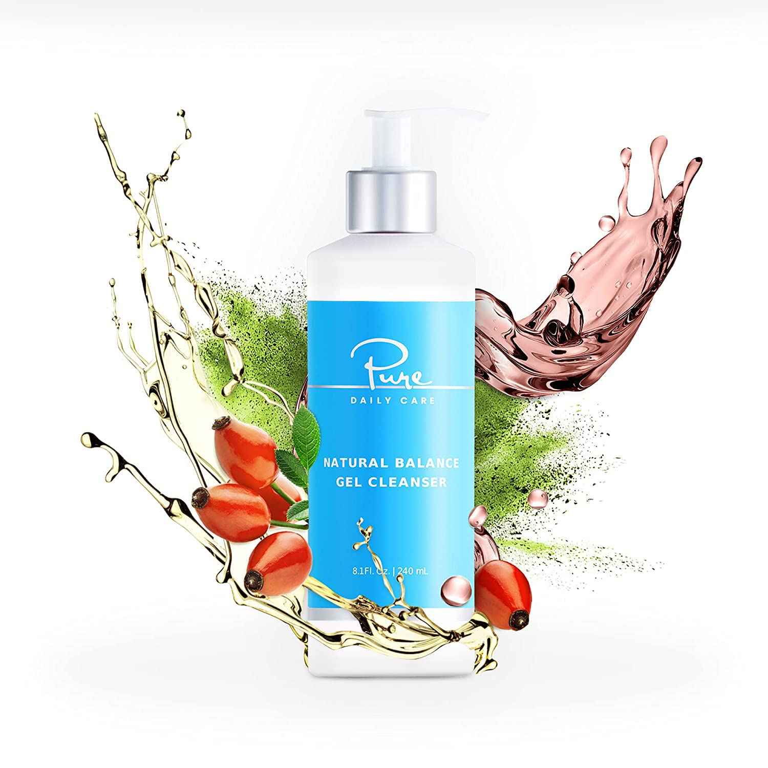 Pure Daily Care Natural Balance Gel Cleanser (8 Oz) - Gentle Refreshing Clinical-Grade Clean Beauty Daily Cleanser