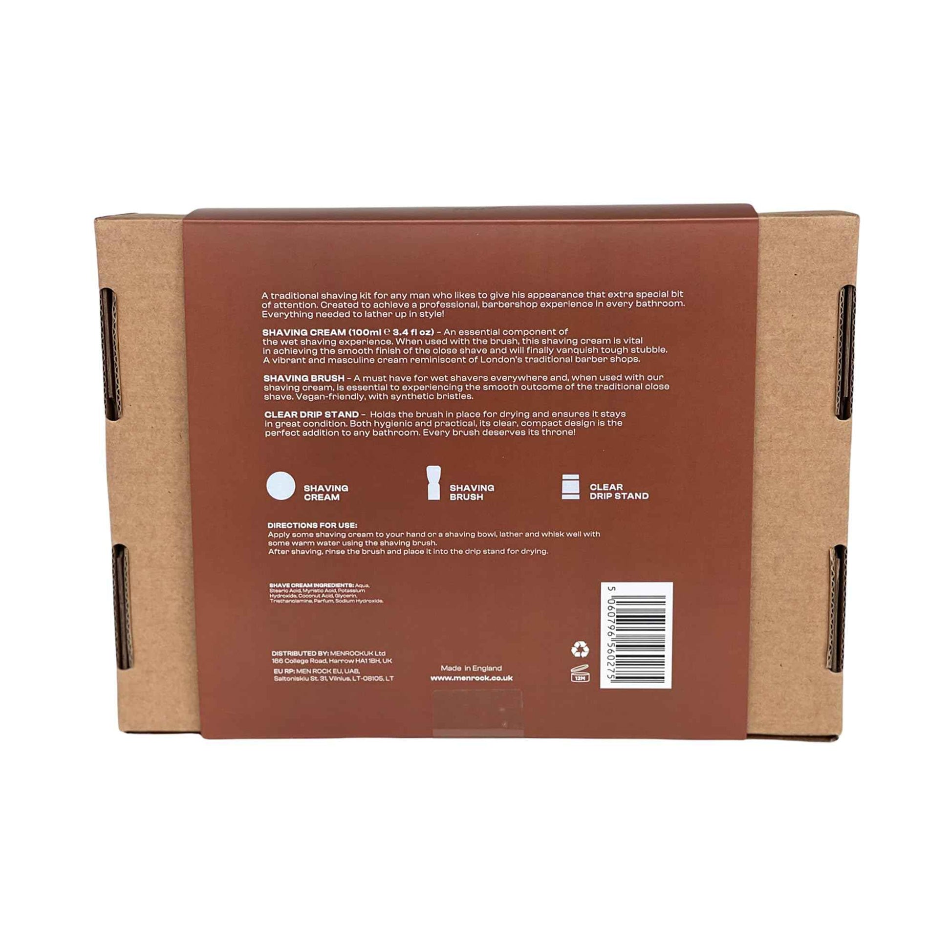 Men Rock The Life Shaver Essential Shaving Kit - Sandalwood - Beard Care Kit for Men - Shaving Cream, Synthetic Brush - Mens Face Care - 3 Pc