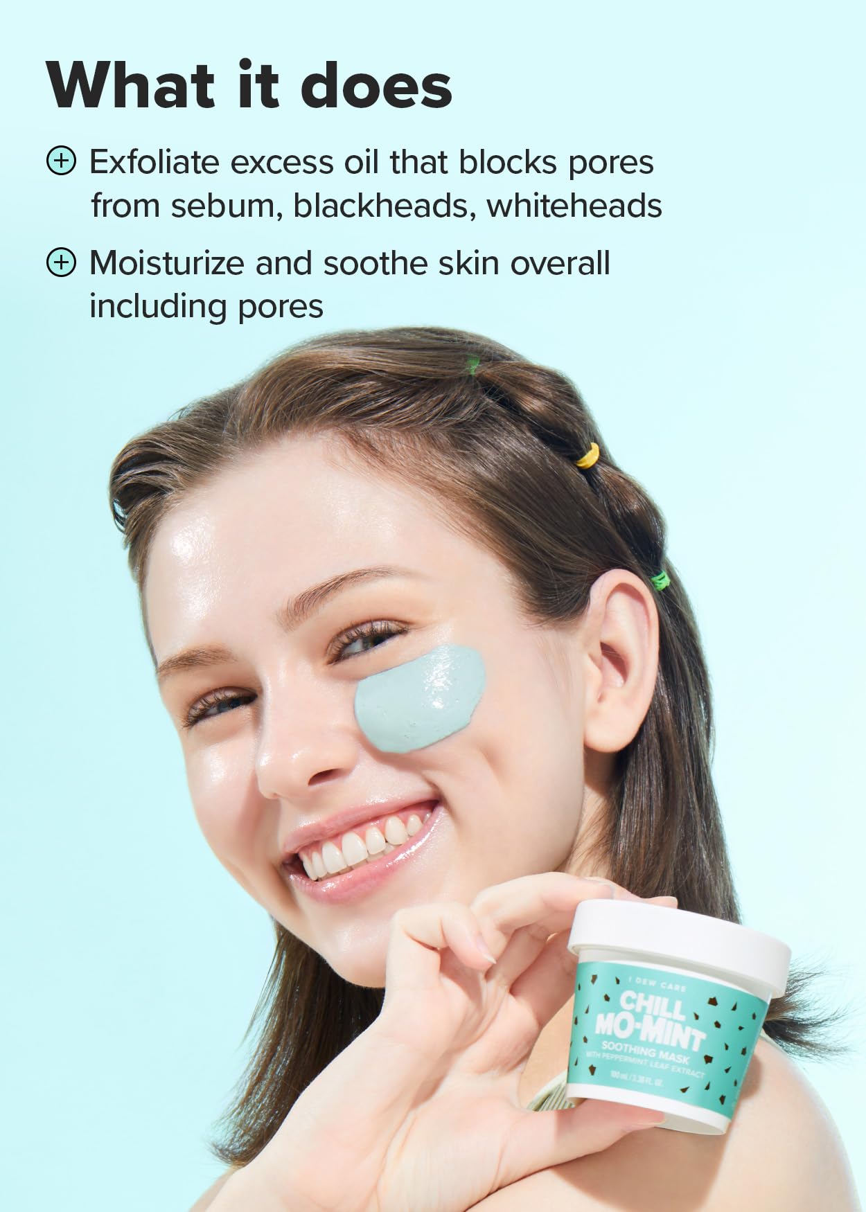 I DEW CARE Wash-Off Face Mask - Chill Mo Mint | Soothing Mask with Peppermint Leaf Extract, Korean Face Mask Skin Care for Face, 3.38 Oz