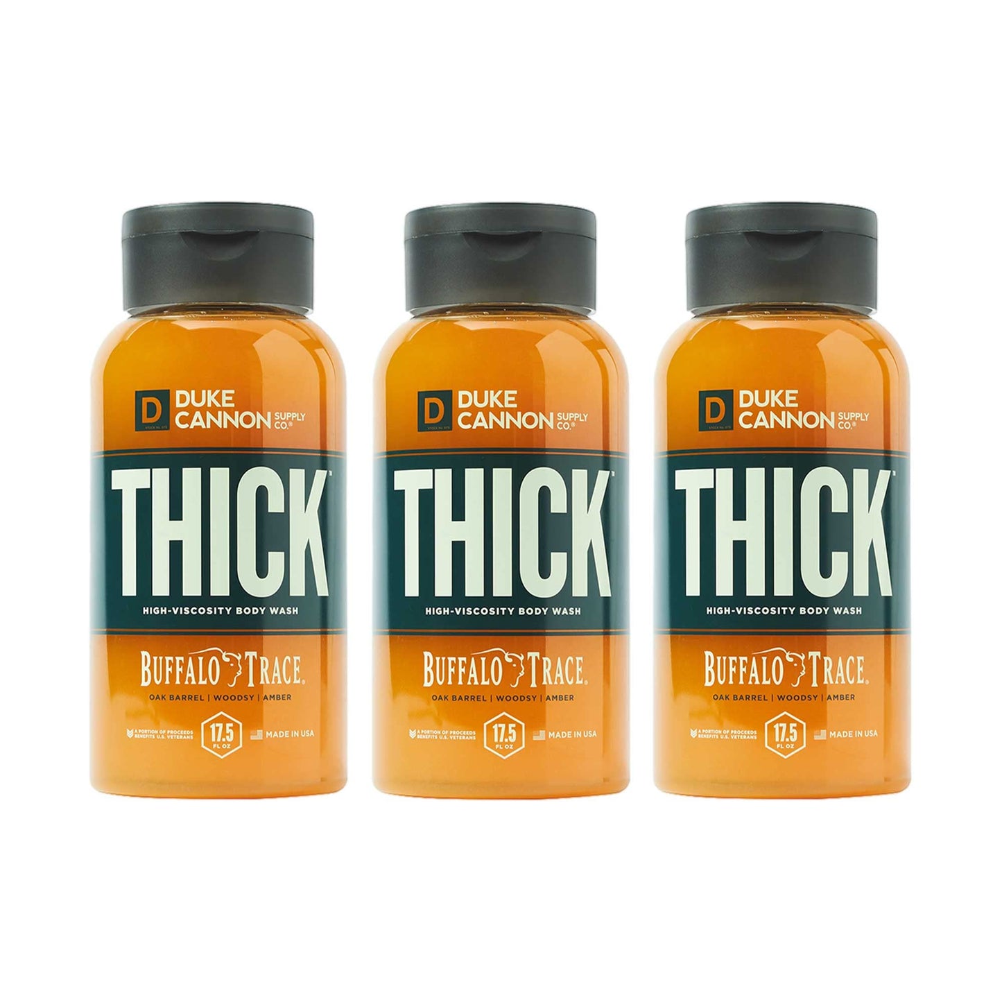 Duke Cannon Supply Co. THICK High-Viscosity Body Wash for Men Smells Like Bourbon Oak Barrel Multi-Pack - Premium Ingredients, Plant-Based Thickeners, Superior Lather, Exfoliating, 17.5 Fl Oz (3 Pack)