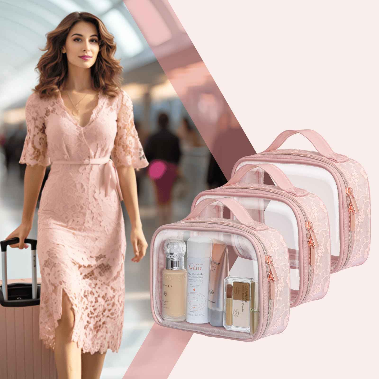 PACKISM Lace TSA Approved Toiletry Bags, 2 Style for Bundle Sale