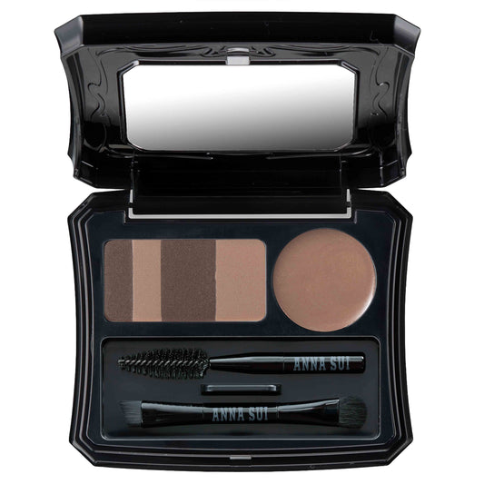 ANNA SUI Eyebrow Compact - 02 Soft Brown - Complete Brow Kit - Water and Oil Repellent - Well-Sculpted and Natural-Looking - 0.10 oz.