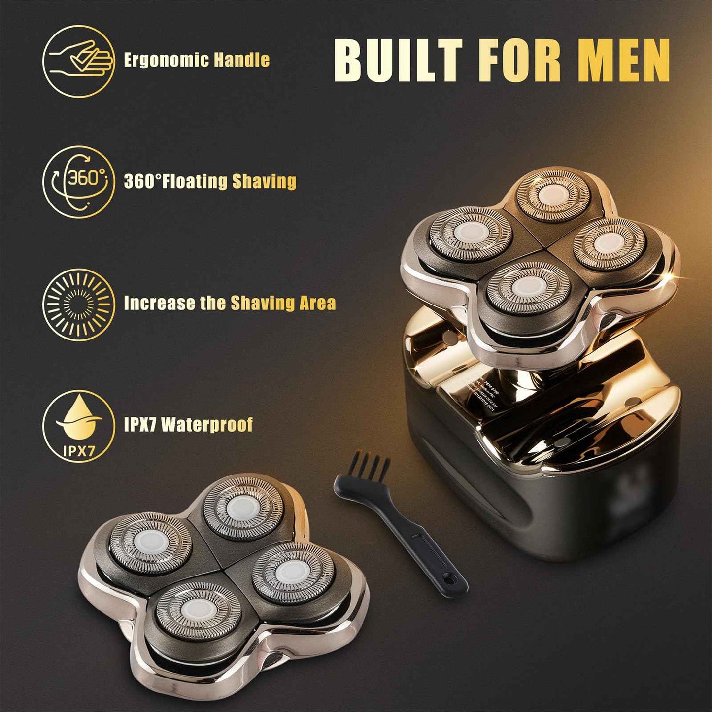 Razor Replacement Blades - Forte PRO 4 Head Compatible with Skull Shaver Pitbull Pro - for Pitbull Silver Gold PRO SX5 & Palm MX5 & Butterfly Kiss Pro - Bald Men Electric Shavers Accessories