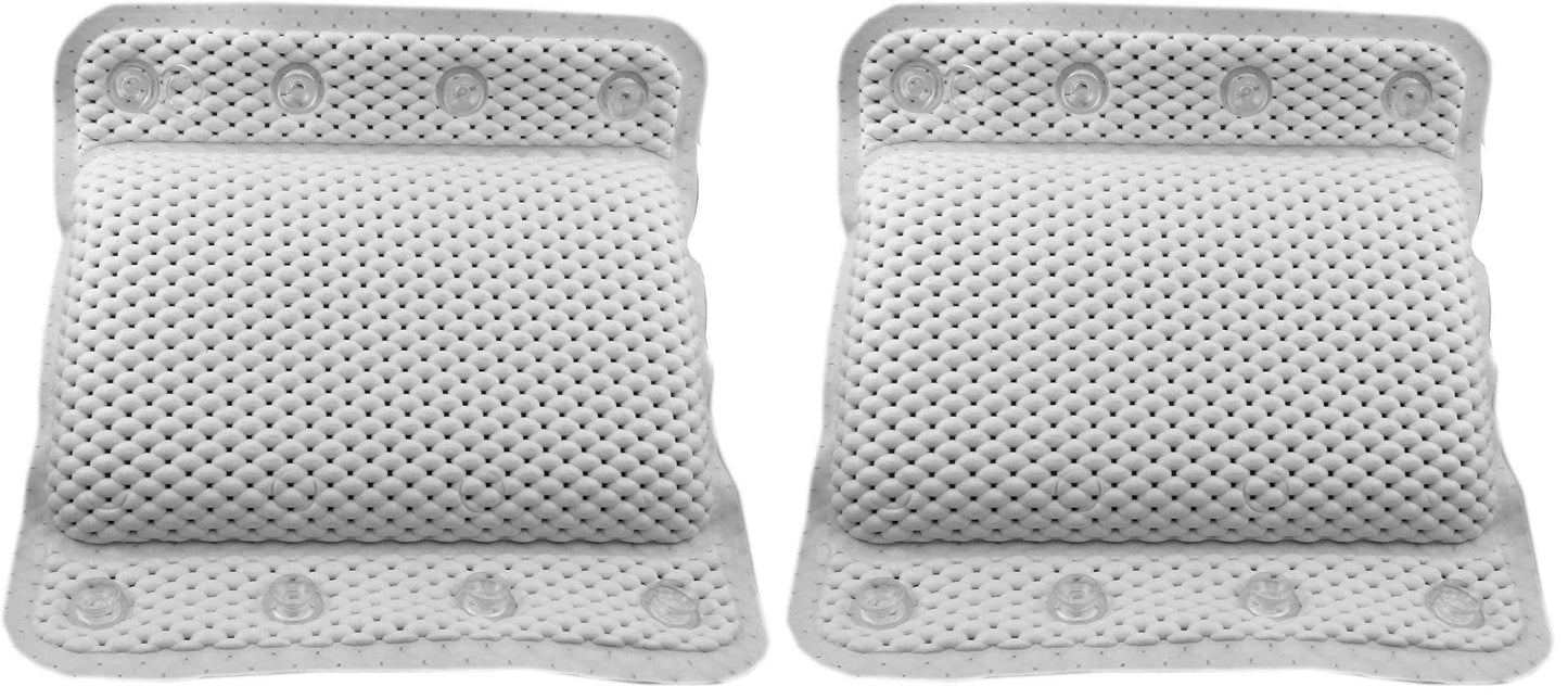 Luxurious Memory Foam Spa Bath Pillow for Tub Neck and Back Support - 8 Suction Cups, Non-Slip Design, Soft Cushion for Relaxing Soaks, by Dependable Industries (Pack of 2)