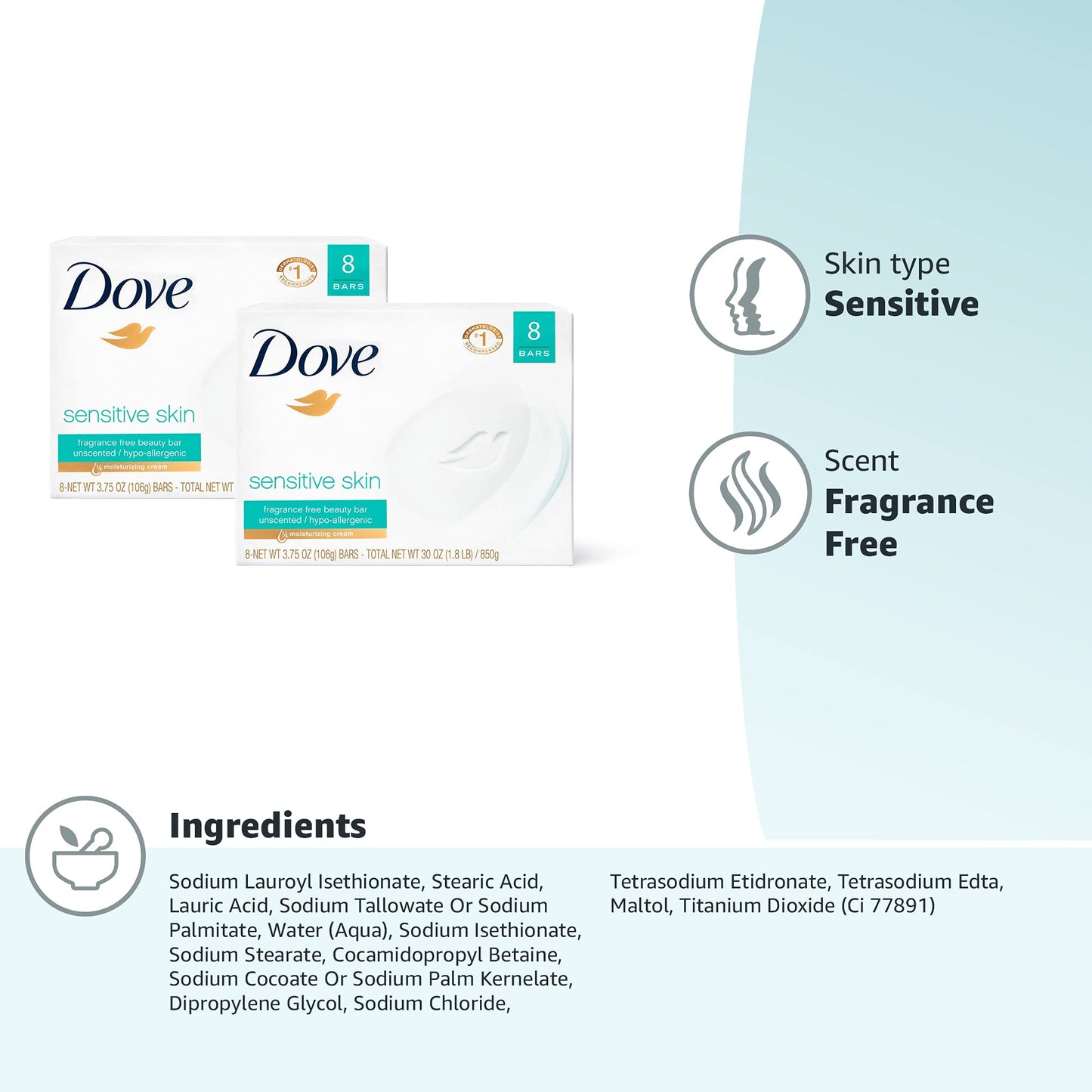 Dove Beauty Bar Gently Cleanses and Nourishes Sensitive Skin Effectively Washes Away Bacteria While Nourishing Your Skin 3.75 oz 16 Bars