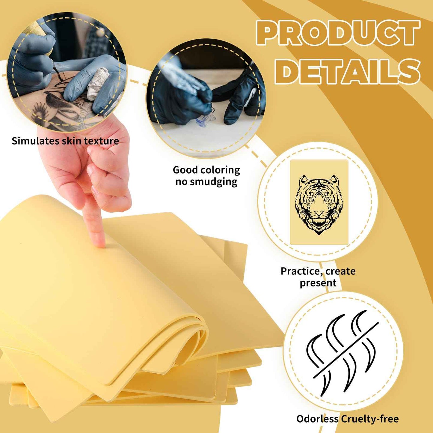 GRELEON Tattoo Practice Skin 10pcs Kit 3mm Thick Fake Skin Double Sides Blank Silicone Practice Skin Tattooing 11.7 * 7.8 Inch Soft for Beginners Artists