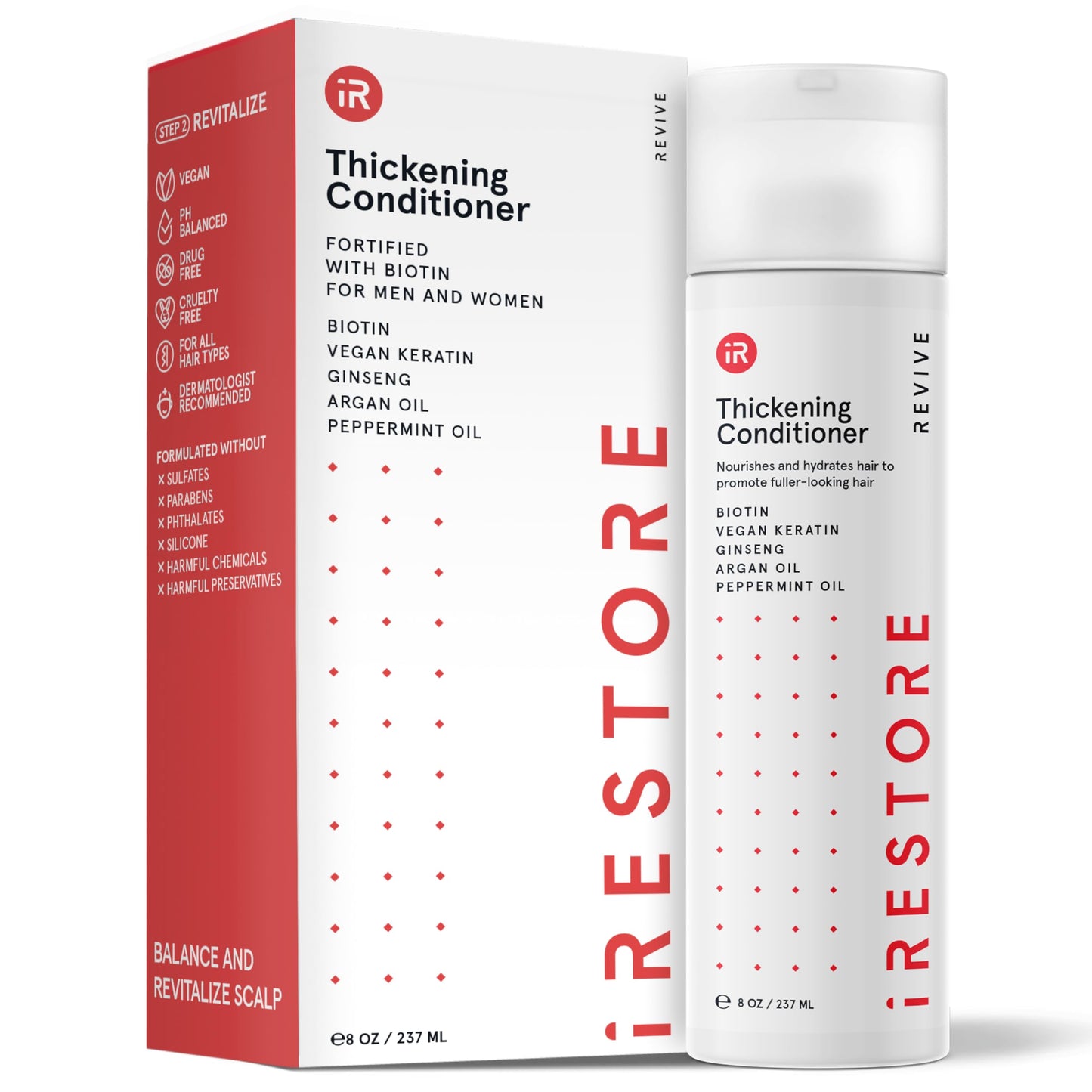 iRestore Biotin Hair Conditioner for Damaged Dry Hair - Biotin Conditioner for Fine Hair Growth, Volumizing Thickening Conditioner with Ginseng & Argan Oil to Moisturize, Pair With Hair Loss Shampoo