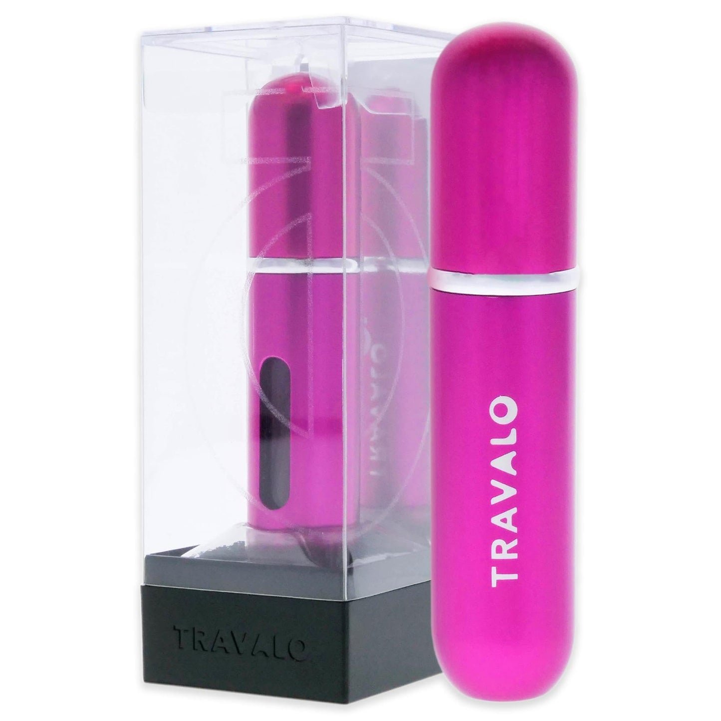 Travalo Classic Perfume Atomizer - U refill system - Elegant Metal Travel Atomiser - TSA Flight Approved Portable Mini Refillable Empty spray Bottle - Glass-free Scent Pump Case - Pink 0.17 oz / 5ml