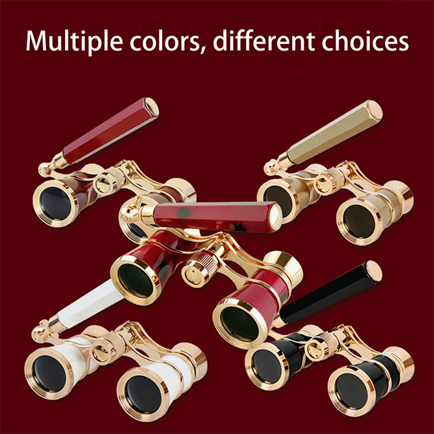 Yourelexit® Opera Glasses Binoculars Lorgnette Theater Optical Glasses Mini Compact Lightweight Built-in Foldable Adjustable Handle with Neck Chain Vintage Adults Kids Women in Musical Concert Cinema