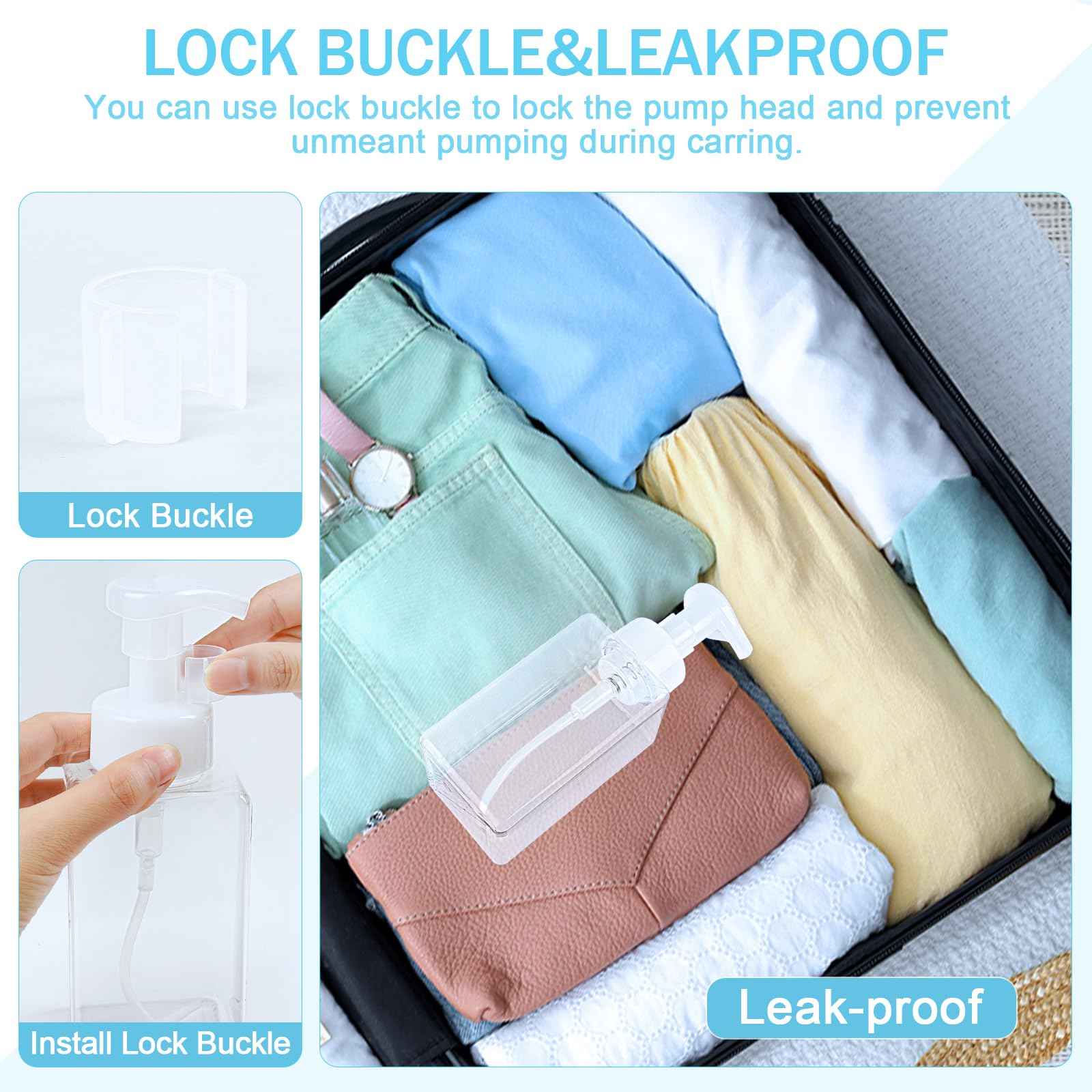 Foaming Soap Dispenser 15oz/450ml Clear Empty Foam Soap Dispensers, Square Refillable Plastic Foaming Hand Soap Dispenser Soap Pump for Liquid Soap, Shampoo, Body Wash(4 Pack)