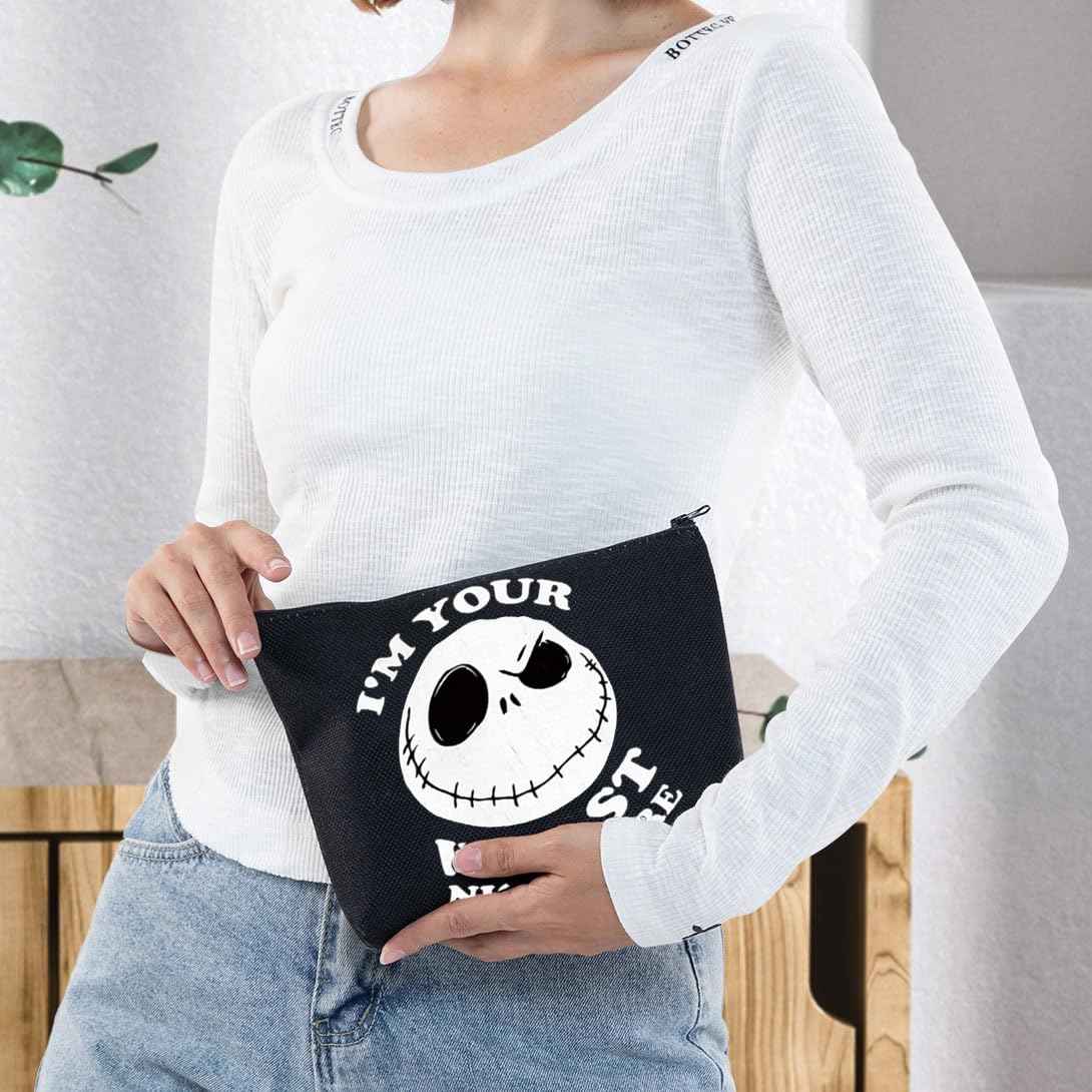 WZMPA Funny Jack Cosmetic Bag Jack Fans Gifts I'm Your Worst Nightmare Makeup Zipper Pouch Bag Horror Fairy Tales Merchandise (Worst Nightmare -BL)