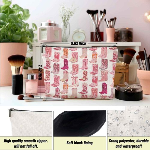 2pcs Western Makeup Bag Cowgirl Boots Cosmetic Bags for Women, Cowgirls Gifts for Women Sisters Friends Birthday Gift, Toiletry Zipper Pouch Western Stuff Cowboy Boots Gifts