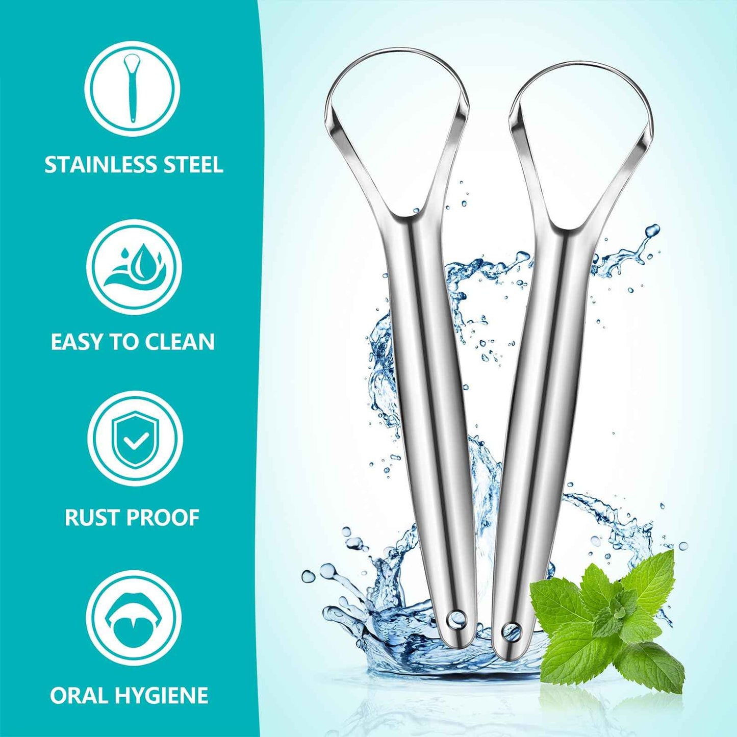 EZ COZY 2 Pack Tongue Scraper for Adults, Reduce Bad Breath, Tongue Cleaner with Travel Case, Stainless Steel Tongue Scrapers, Tongue Brush, Tongue Scrubber for Oral Care & Hygiene