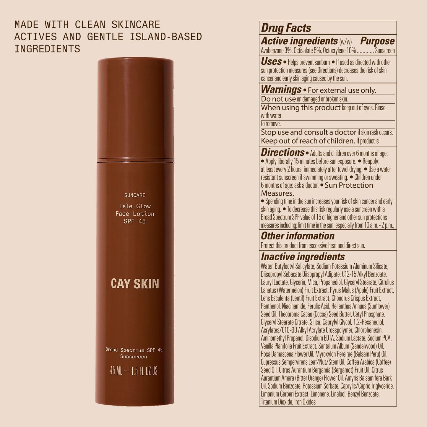 Isle Glow Face Moisturizer with SPF 45 (1.52 oz) - Skincare Moisturizer w/Sea Moss, Hydrating Nectar, Niacinamide, & More - Vegan Daily Facial Moisturizer - Moisturizer Face Cream for All Skin Types