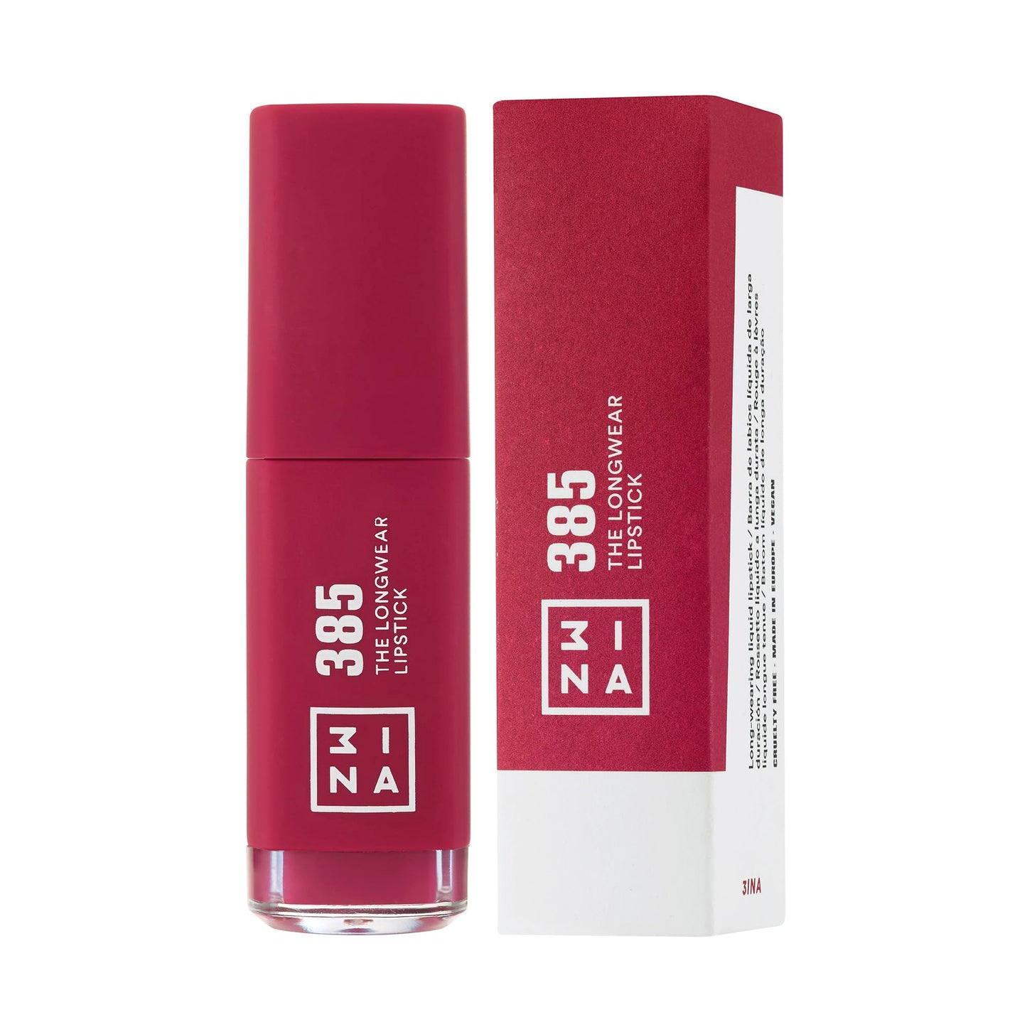 3INA The Longwear Lipstick 385 - Naturally Hydrating, Fast Drying - Shades That Stay All Day And Suit Every Skin Tone - Cruelty Free, Paraben Free, Vegan Cosmetics - Burgundy Color - 0.22 Oz