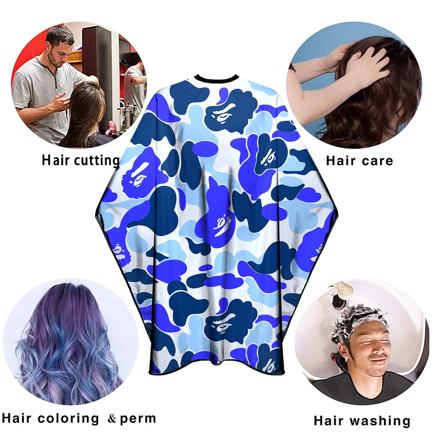 Barber Cape for Men Professional Hair Cutting Salon Cape with Snap Closures Waterproof Large Hairdressing Styling Cape Gown for Barber- 63”× 56” (New Camouflage D)