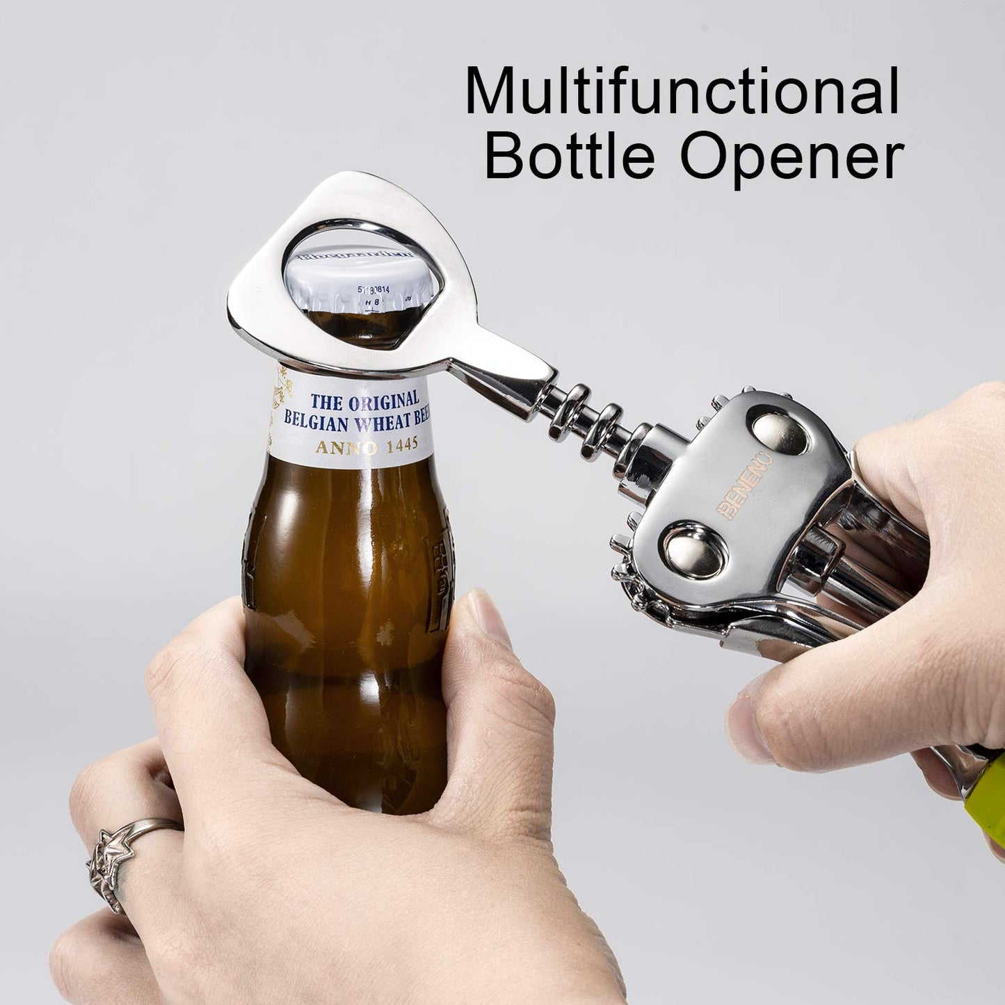 Wine Opener, Zinc Alloy Premium Wing Corkscrew Wine Bottle Opener with Multifunctional Bottles Opener, Sharp Corkscrew with Ergonomic Non-slip Wing Handle, Upgrade Green