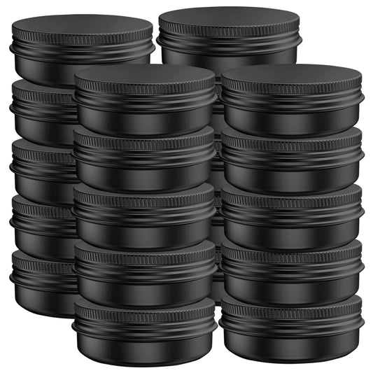 Axe Sickle 20 Pcs 1 Ounce Aluminum Tin Jars Containers Leak Proof Cosmetic Tin Jars Containers Round Screw Lids for Cosmetic, Salves, Balms, Lip Balm or Others, 30mL Black
