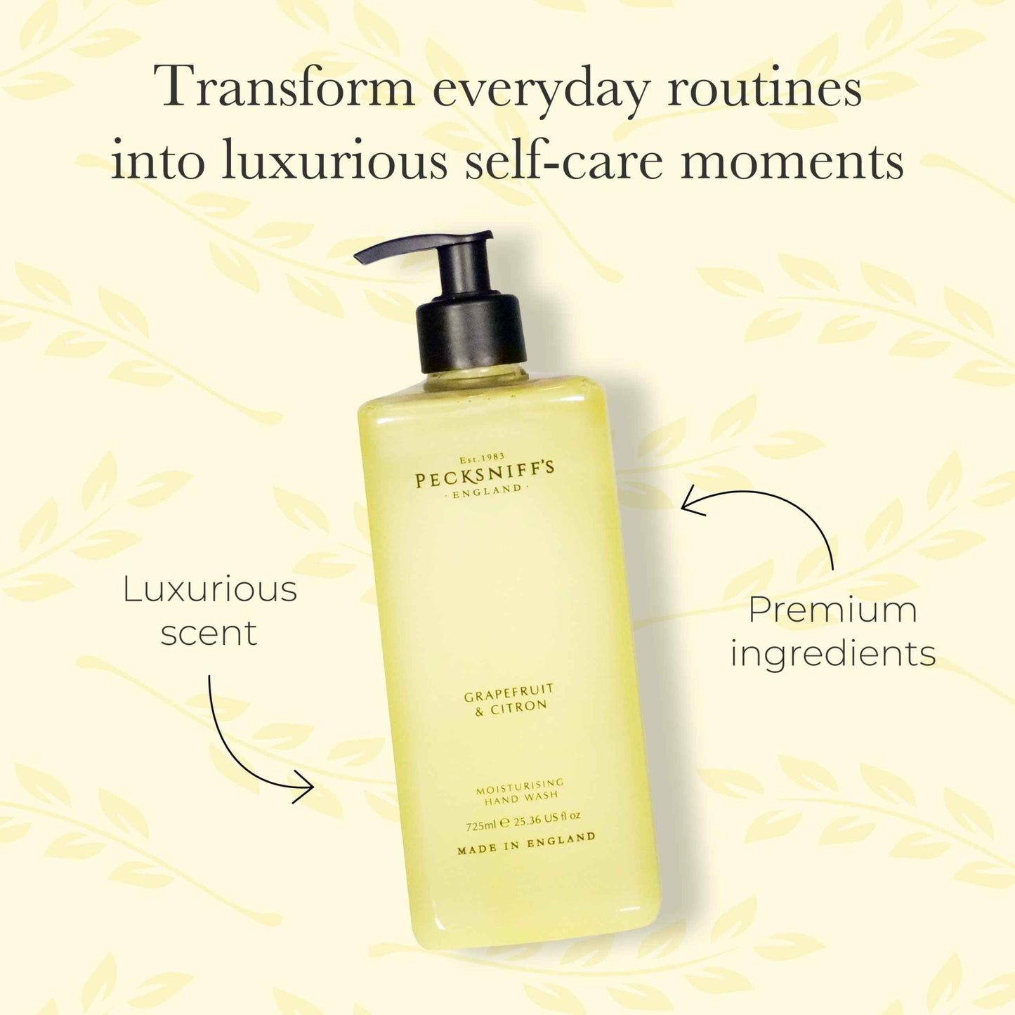 Pecksniff's Grapefruit & Citron Hand Wash – Luxury Liquid Hand Soap 725 ml/24.52 fl oz, Softening, Hydrating, Revitalising, Cruelty-Free, Made in England