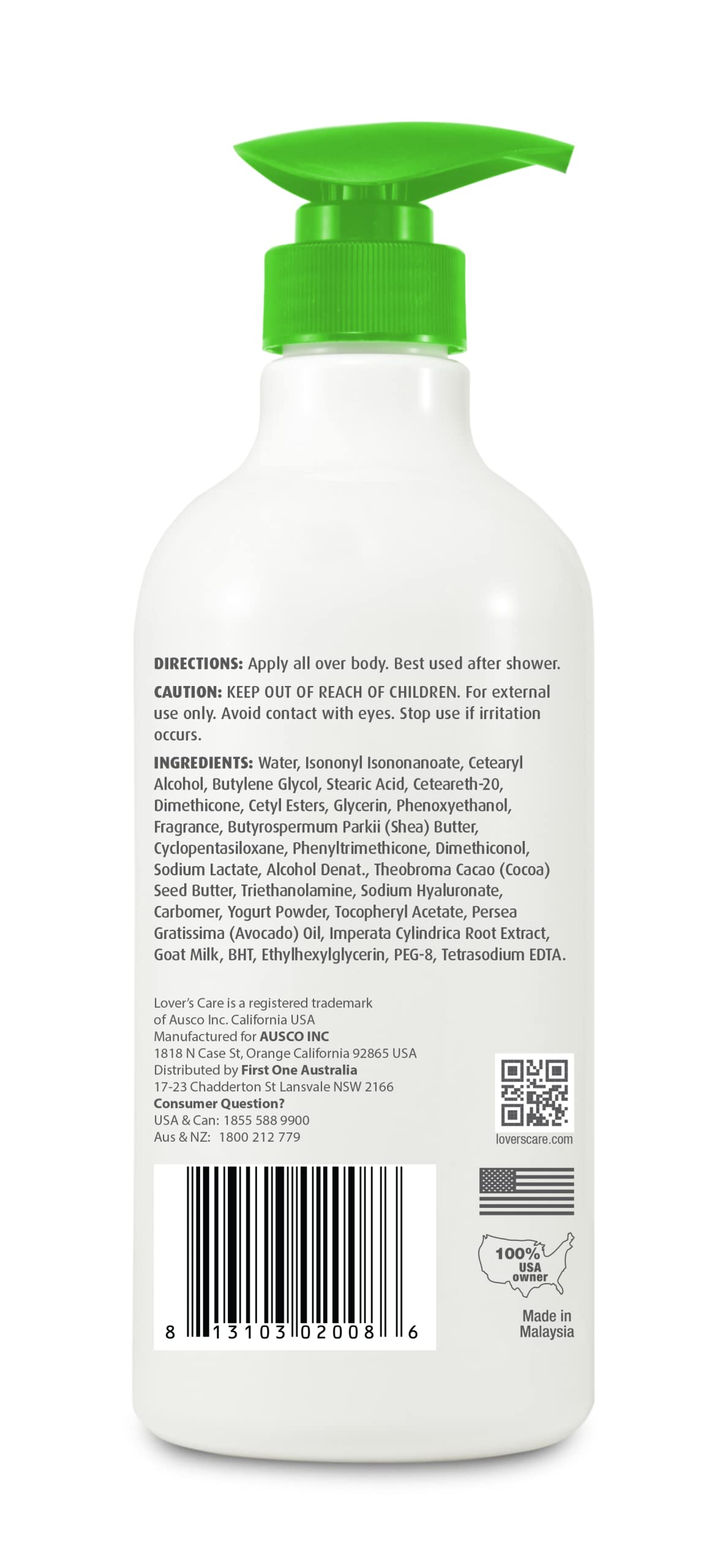 Lovercare Goat Milk Body Lotion for Dry Skin 27.05 oz Avocado (800ml) - Pack of 2…