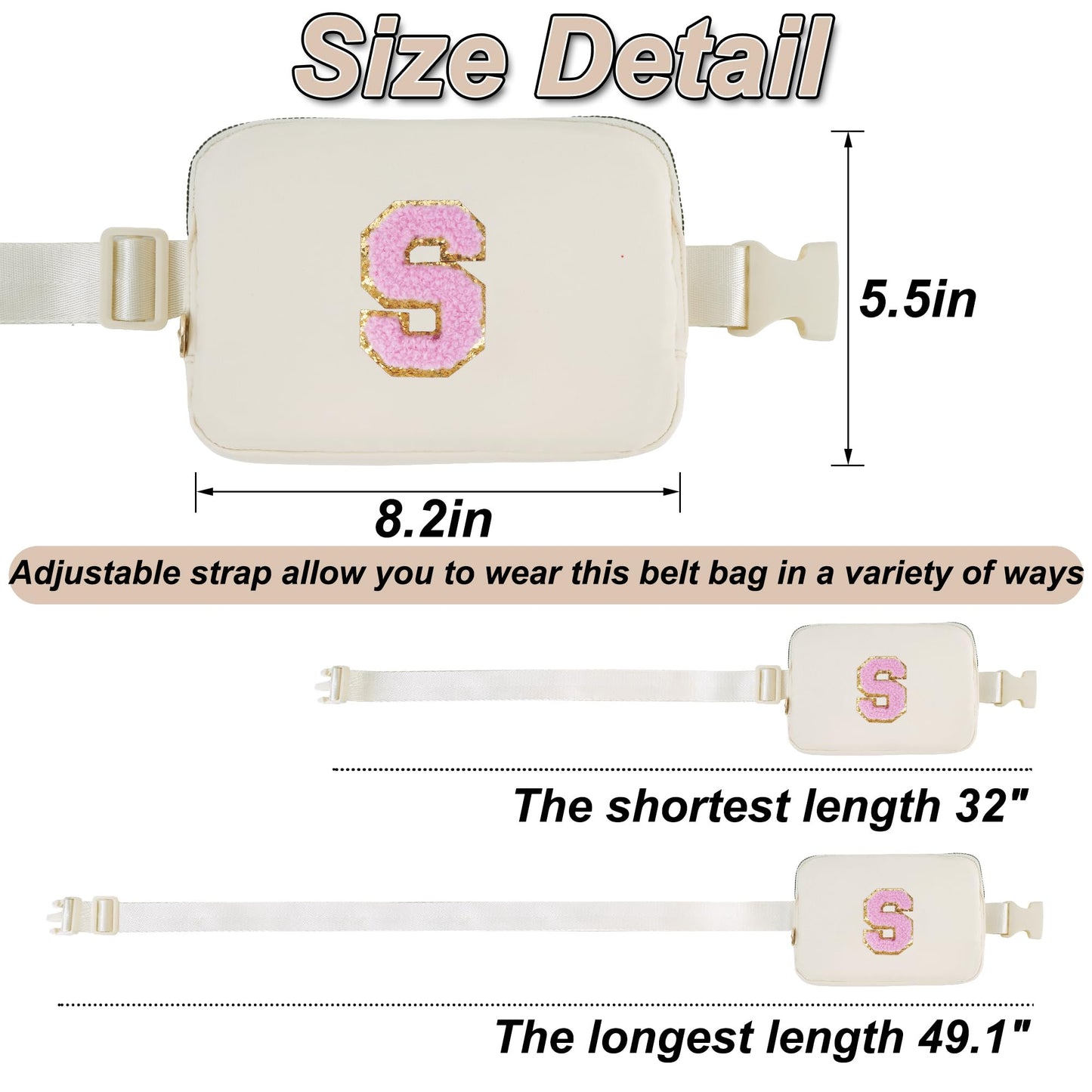 Uygafly Gifts for Girls Teens Kids - Birthday Gifts for Daughter Sister Her,Travel Essentials,Teen Girl Essentials,Waist Packs Cute Teen Trendy Stuff Belt Bag Crossbody Bag | Cream,S