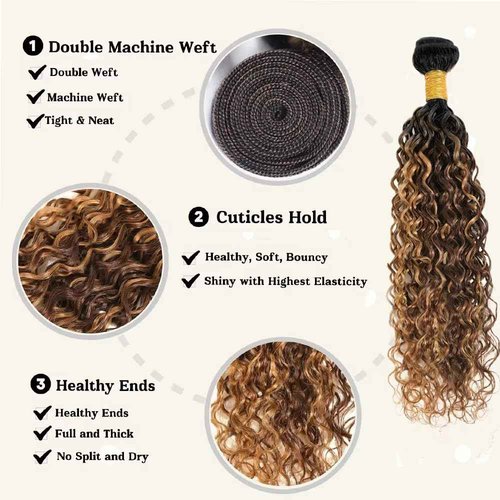 22 24 26 inch Highlight Bundles Human Hair Brown Water Wave Bundle 4/27 Human Hair Bundles Honey Blonde Water Wave Bundle