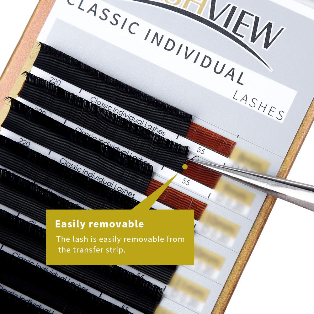 LASHVIEW Silk Mink Fake Eyelash Extensions 0.20 Thickness C Curl Mixed Tray 8-15mm Natural Thick Lashes Individual Semi-Permanent Eyelashes Application for Professional Salon Use