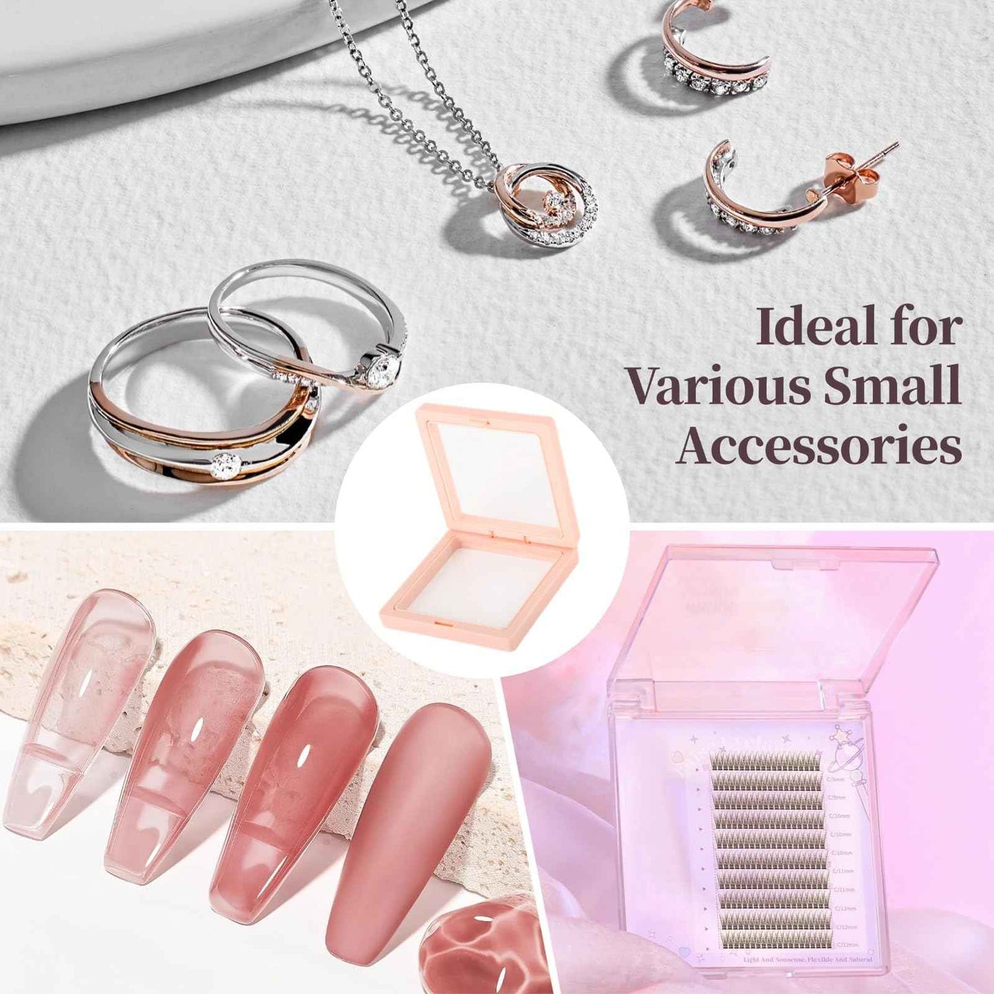 Press On Nail Display Boxes, 40 Pcs 3D Floating Cases, Clear PE Film Storage - Nail Art Organizer & Earring Display for Salons