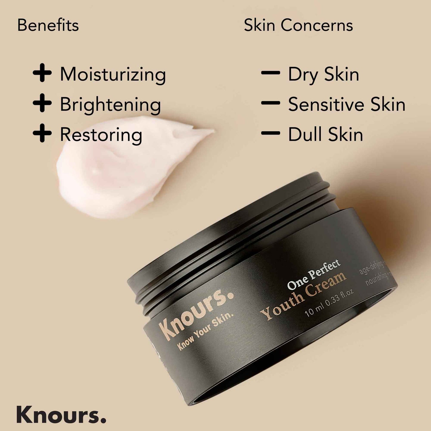 Knours Korean Cycle-Conscious 3 M's One Perfect Youth Cream | Women's Wellness | Niacinamide + Shea Butter | Clean Beauty | Sensitive, Dull, Aging Skin | Vegan | EWG Verified | 50ml/1.69oz