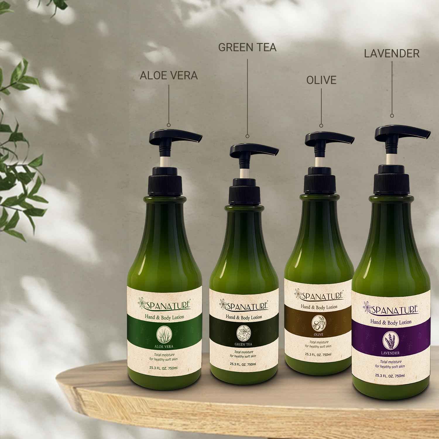 Spanature Green Tea Body Lotion For Women - Natural Green Tea Moisturizer for Face & Hands, Nourishing & Restoring Formula – Non-Greasy, Fast Absorbing - 750ml/25oz with Pump, Made in Korea