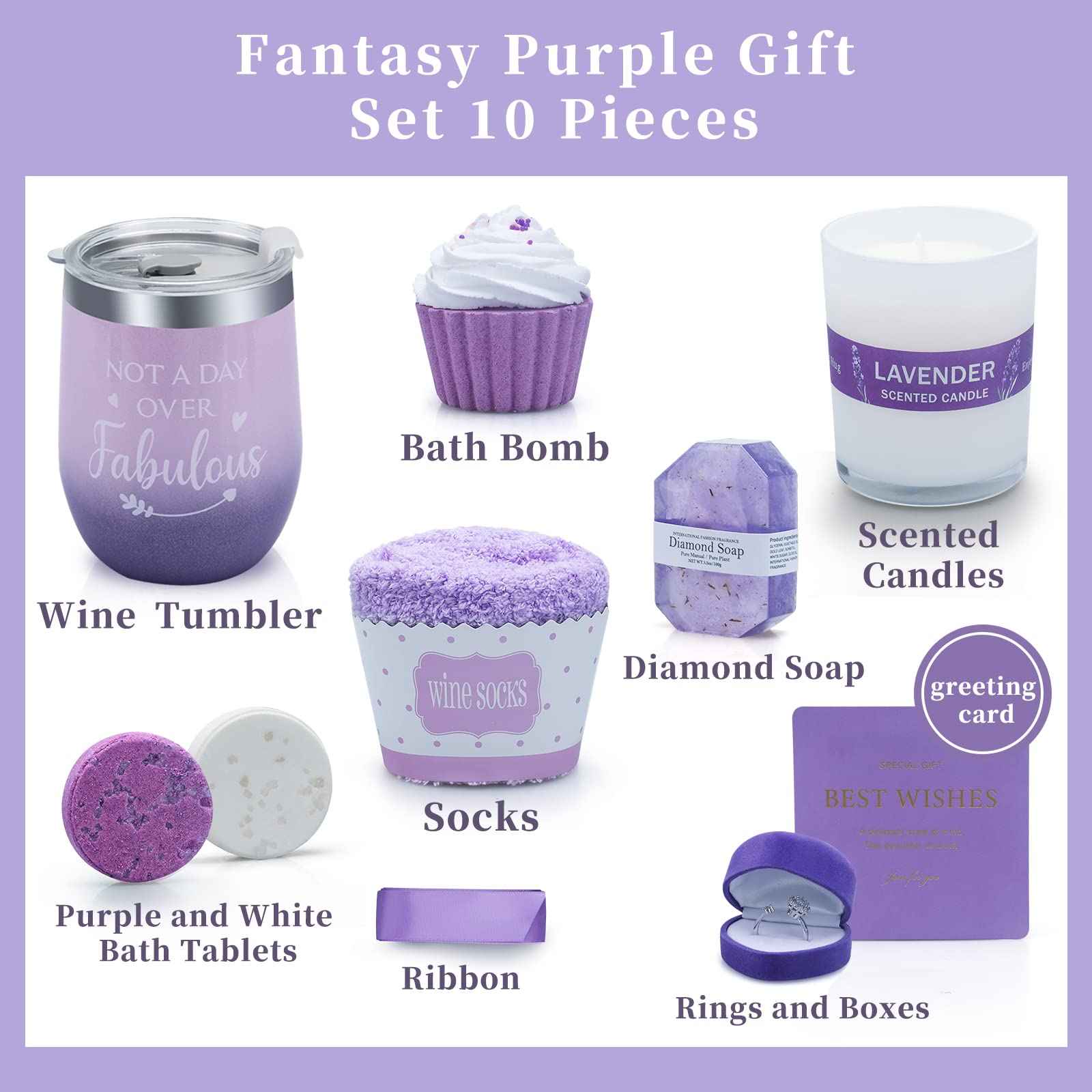 RTDERE Birthday Gifts for Women Mom, Unique Mothers Day Gifts for Best Mom from Daughter Son, Get Well Soon Gifts, Personal Care Gifts Basket for Women Girl Sister 10pcs