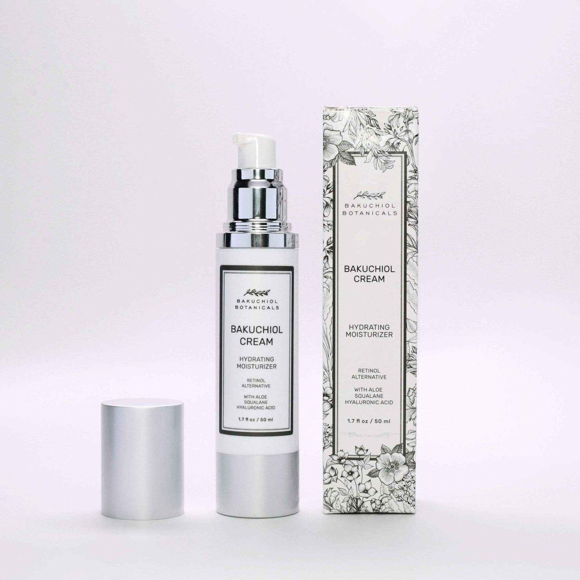 Bakuchiol Moisturizer Cream 1.7 Oz - Retinol Alternative - All Natural Plant Derived Ingredients - Bakuchiol and Squalane, Aloe, Hyaluronic Acid, Squalane, Vitamin E, B5