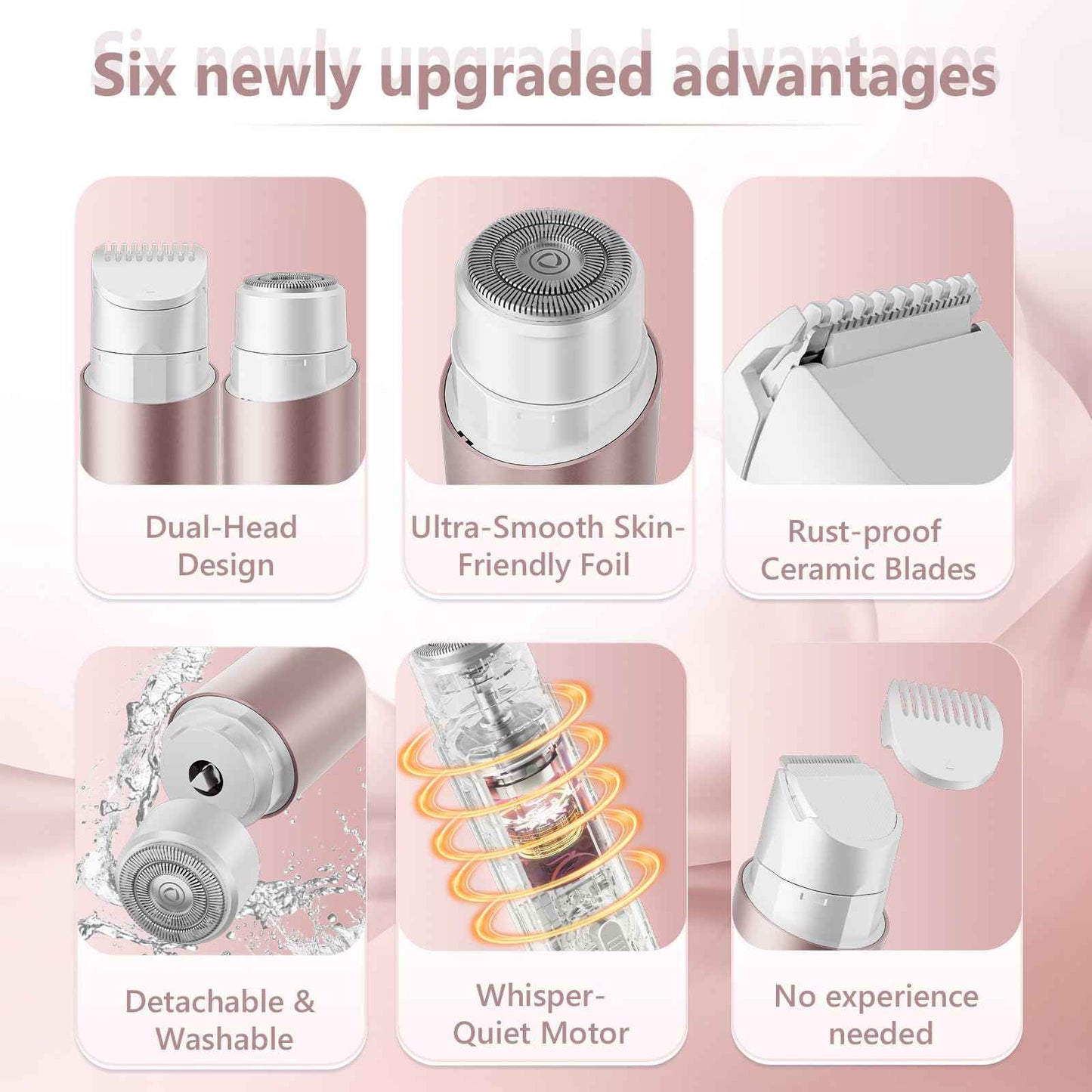 2 in 1 Womens Razors Shaver Bikini Tnimmer, Women Electric Razors for Shaving Underarms Leg Pubic Facial Hair Removal for Waterproof Wet and Dry IPX8