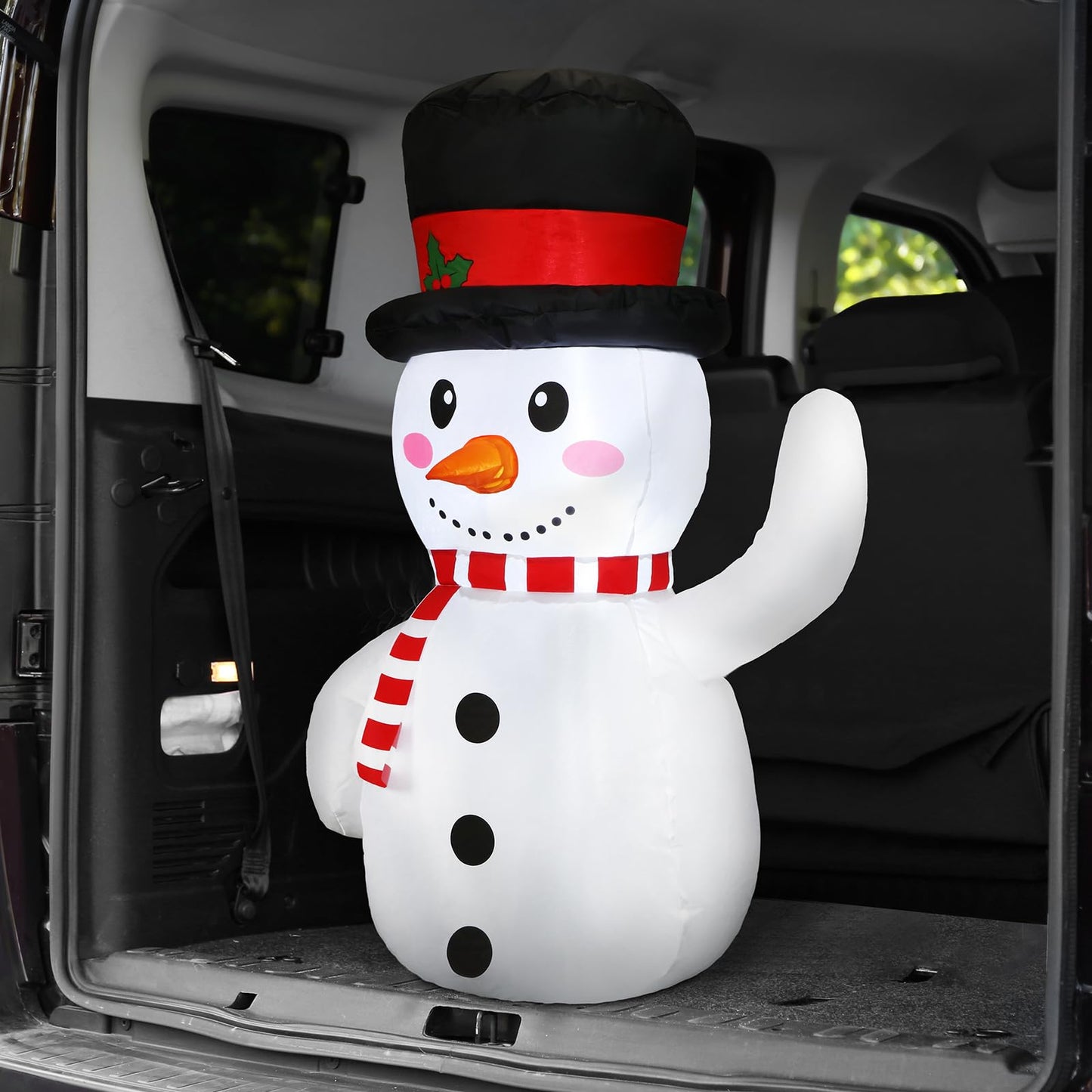 ROCEEI Christmas Inflatable Car Decoration Car Christmas LED Lights Decoration Xmas Blow Up Decor for Car Xmas Holiday Car Accessories(Snowman)