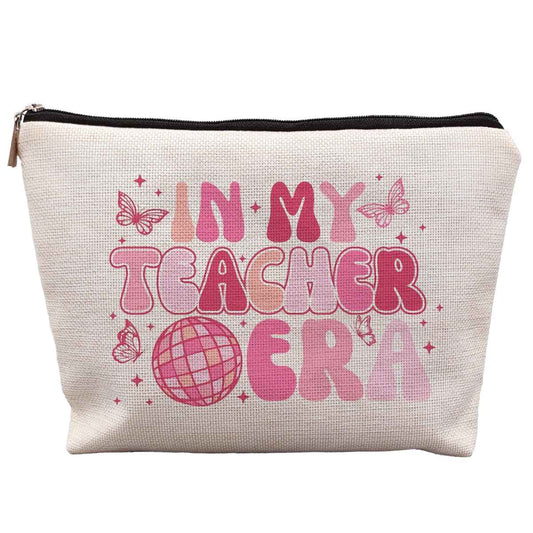 uinwk Groovy Pink Teacher Era Makeup Bag - Best Teacher Gifts for Women, Cosmetic Bag for Purse