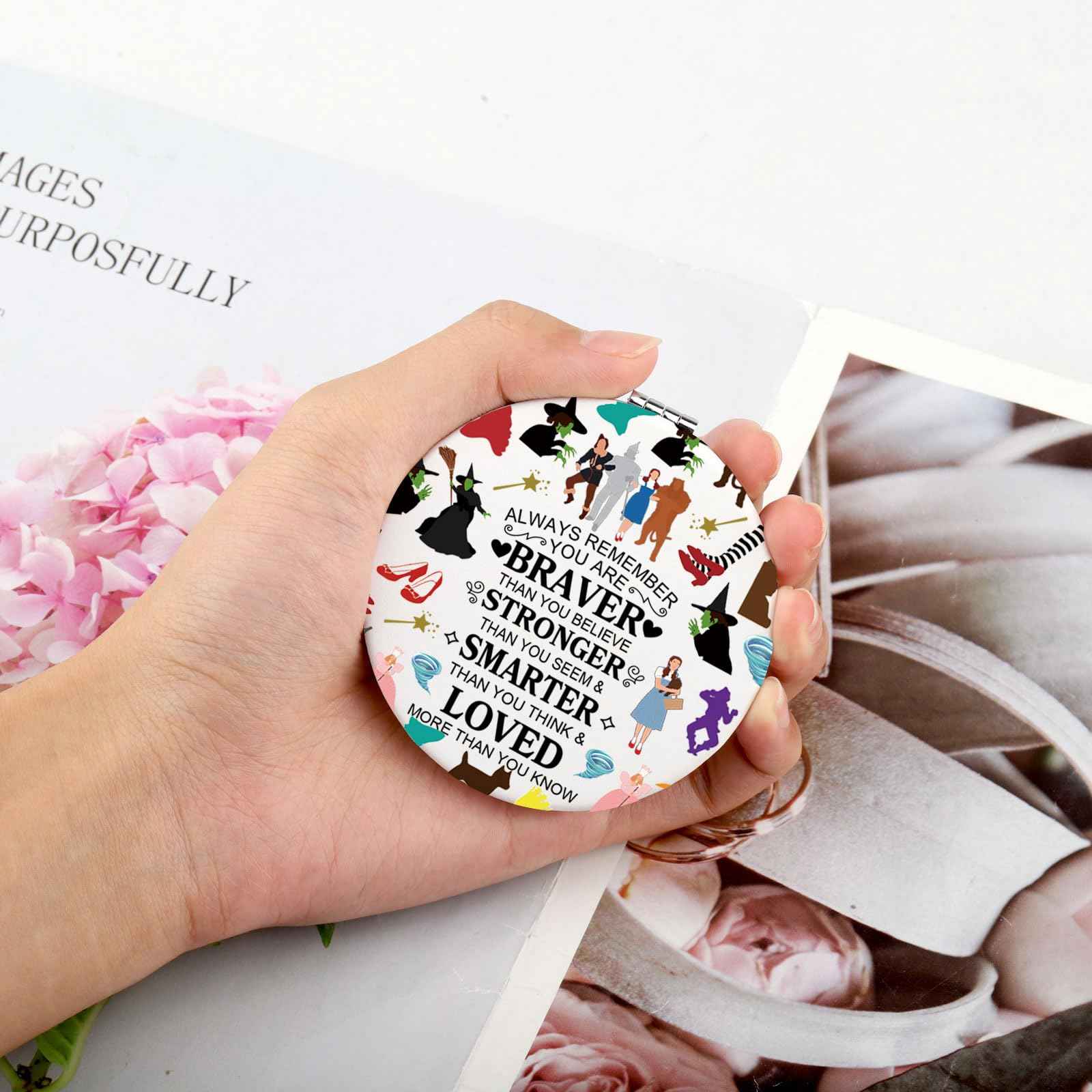 WSNANG Movie Inspired Travel Makeup Mirror Ruby Fans Gift Movie Character Compact Pocket Mirror Gifts for Movie Lover (W O Mirror-T)