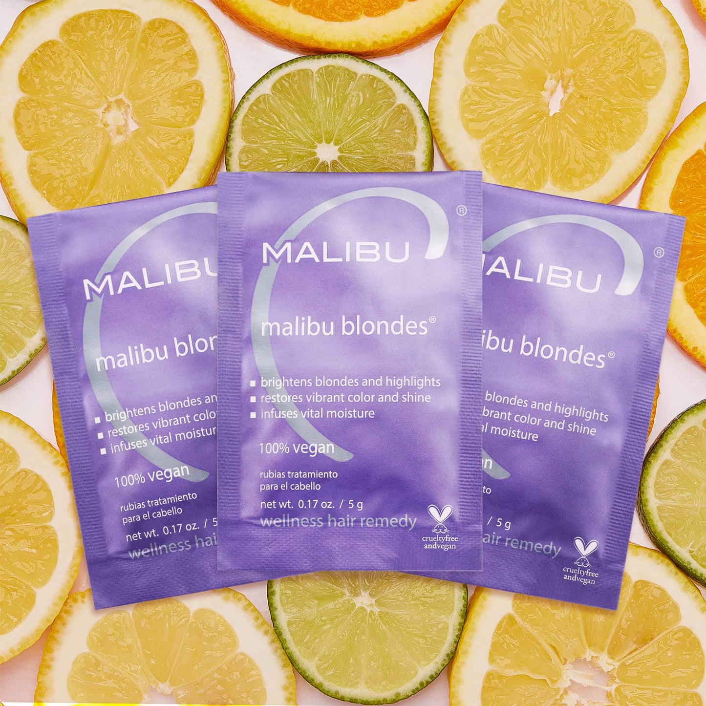 Malibu C Blondes Wellness Remedy - Removes Discoloration from Bleached, Highlighted or Natural Blonde Hair + Restores Vibrance and Shine with Vitamin C Complex (3 Packets)