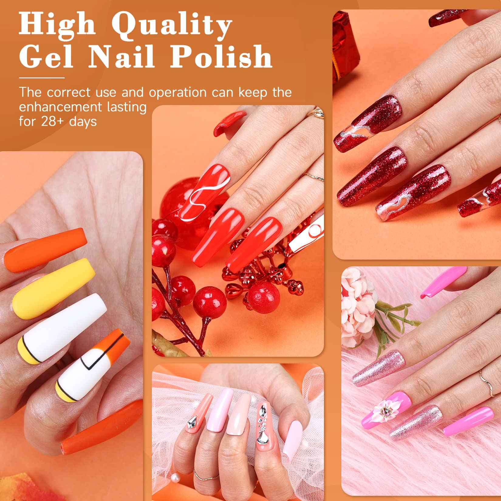 Morovan Gel Nail Polish Set - 36 Colors With UV Light, 48W Lamp, Base & Top Coats, Tools, Pure & Glitter Soak Off Kit, Large Capacity Manicure Starter Set, Gifts for Women