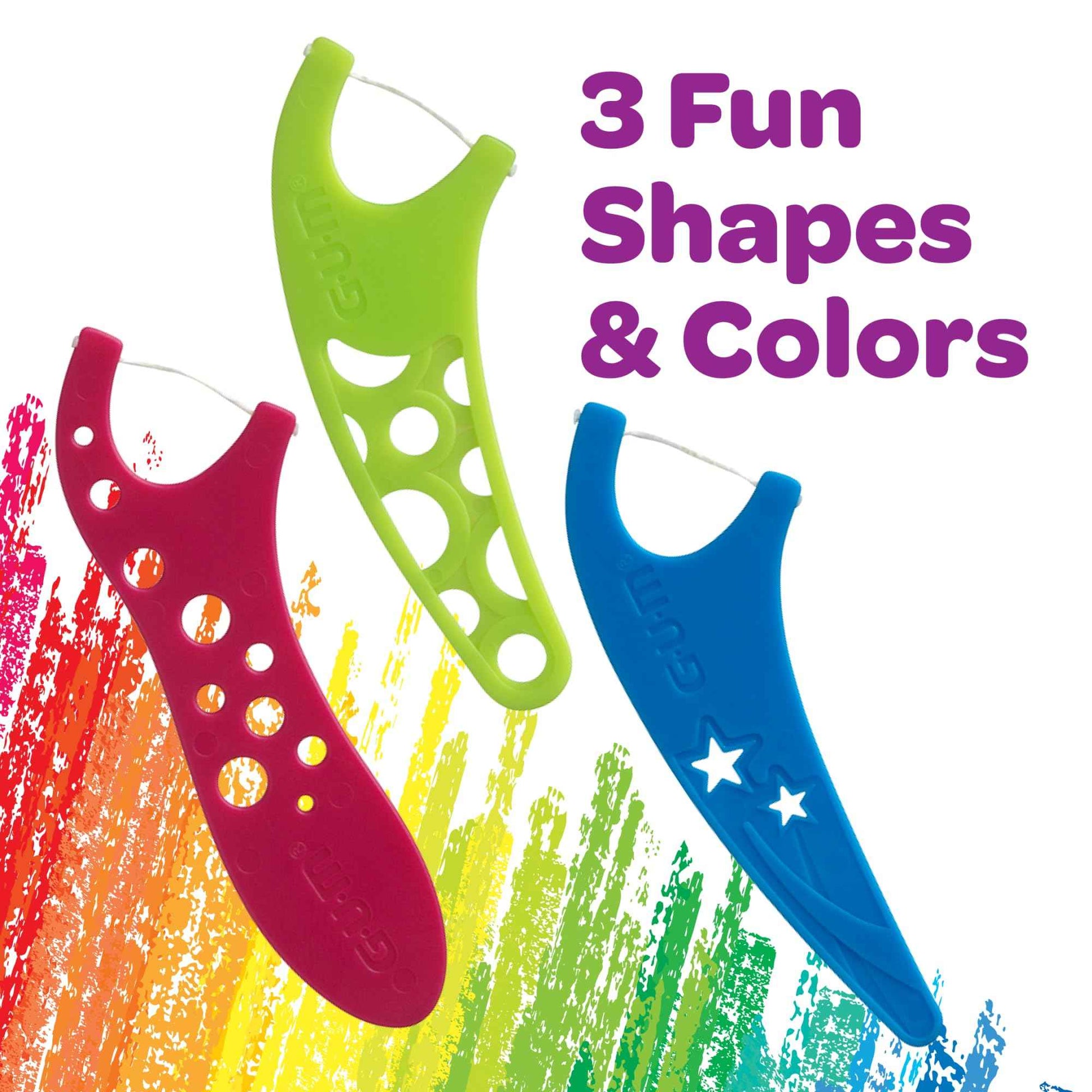 GUM Crayola Kids Flossers with Fluoride - Designed for Little Hands - Fun Grape Flavor - Easy to Use Kids Floss Picks for Children Ages 3+, 75 Count (Pack of 6)