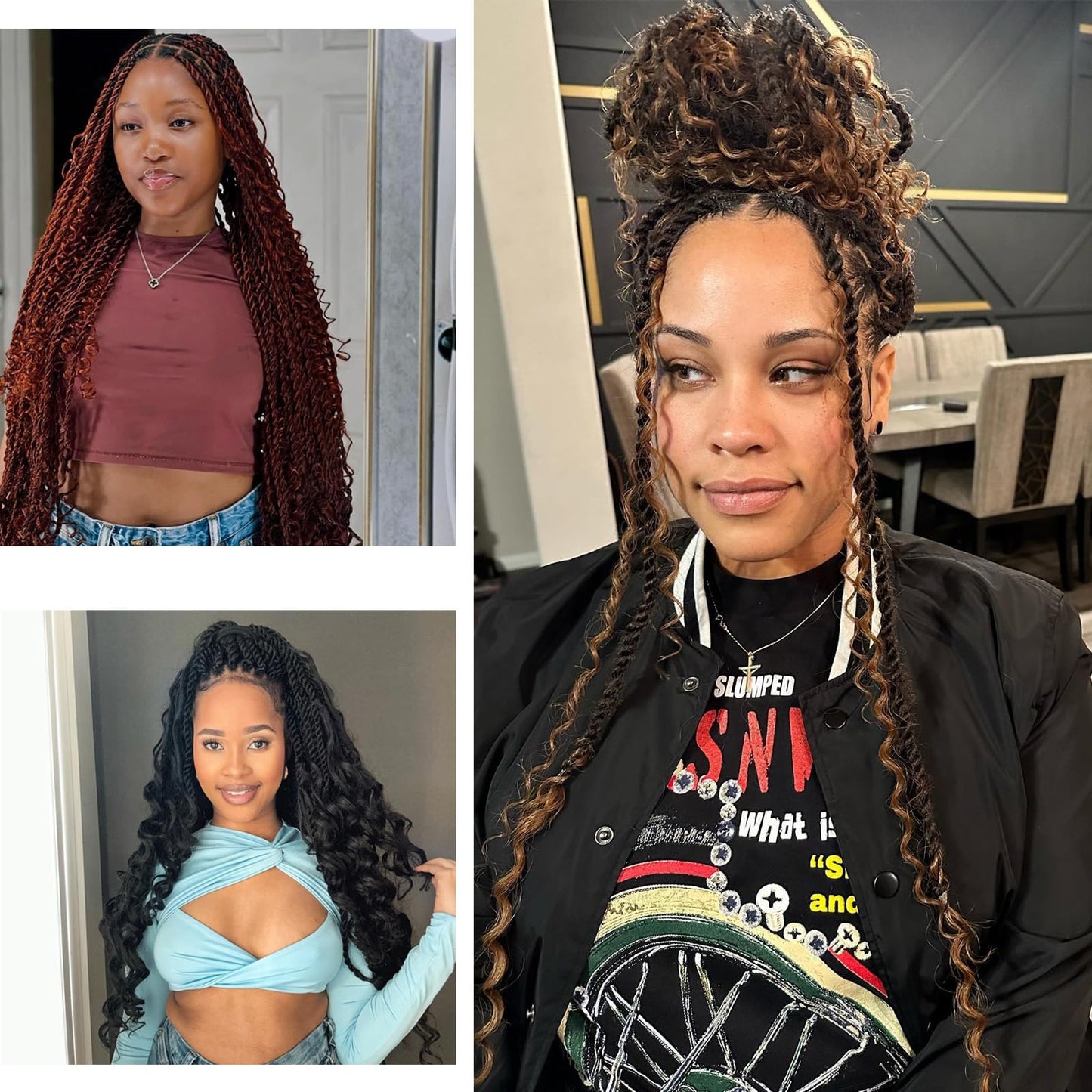 Senegalese Twist Crochet Hair with Curly Ends - 24 Inch Boho Island Twist Crochet Hair 8 Packs Boho Goddess Twist Crochet Hair Pre Looped Crochet Twists with Curly Ends(24(8Packs), 1B)