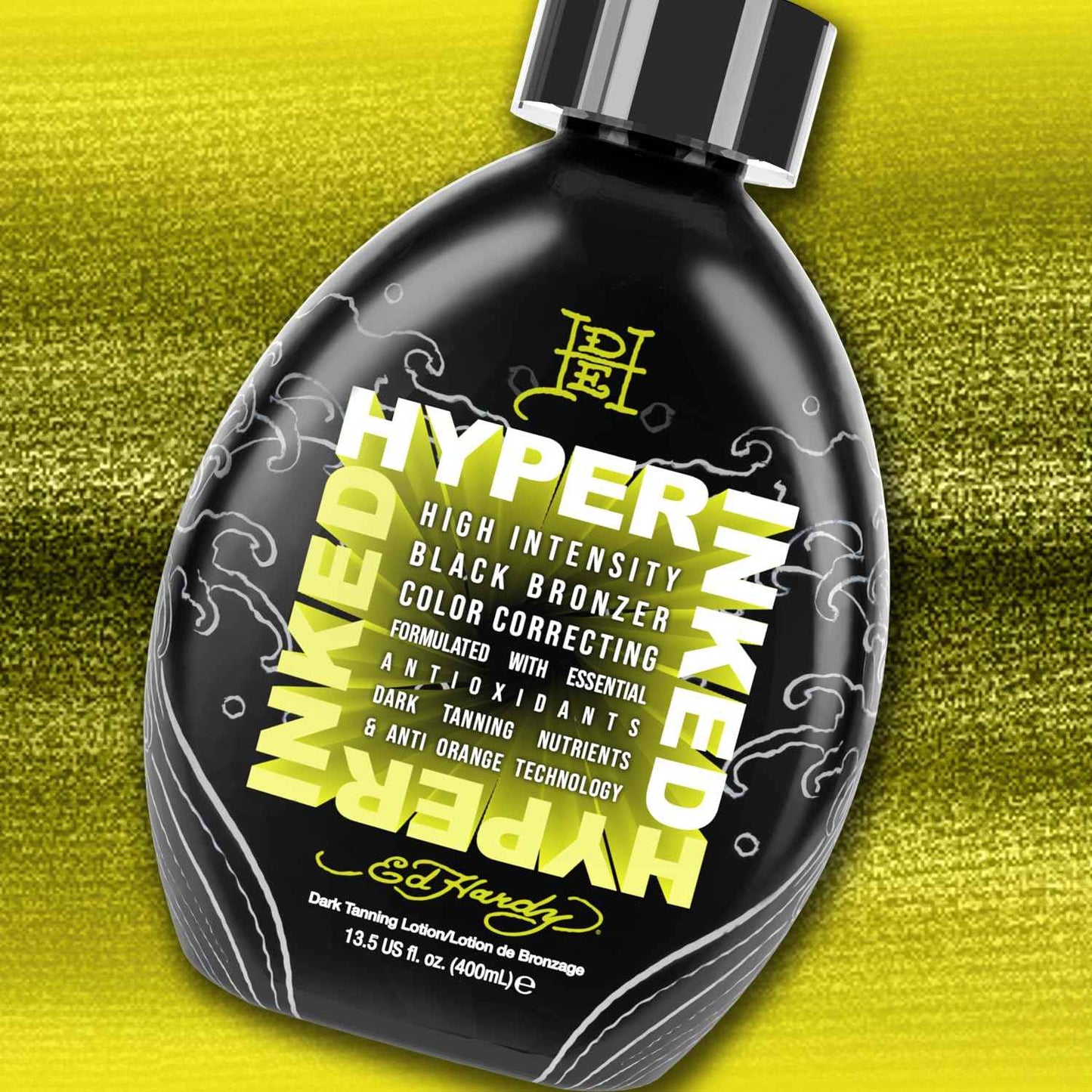 Ed Hardy Tanning Hyper Inked - High Intensity Color Correcting Skin Firming Anti-Aging Black Bronzer Dark Tanning Lotion