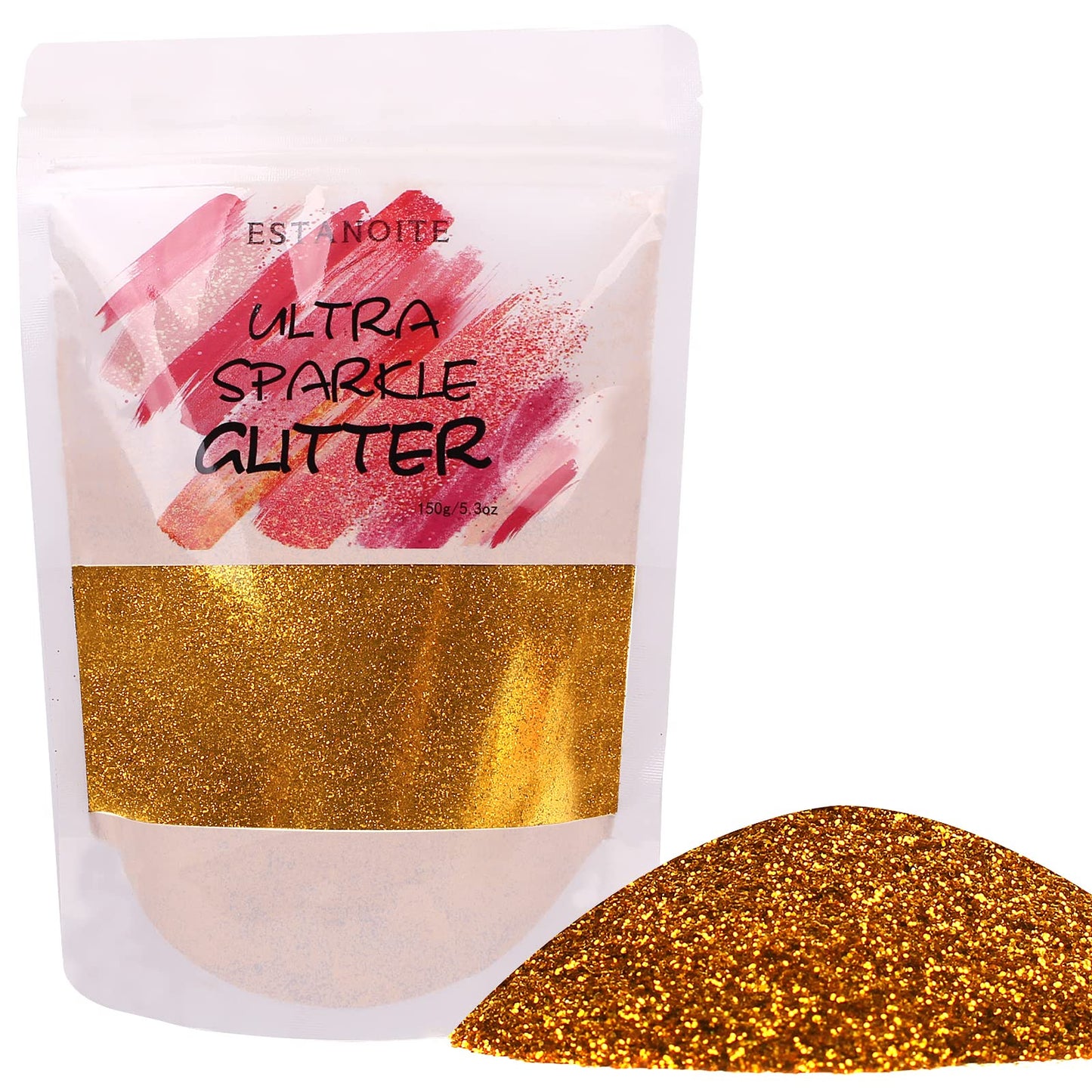 150g Extra Fine Glitter, Holographic Ultra Fine Glitter Powder for Resin, Tumblers, Makeup Face Eye Hair Body, Crafts Painting Arts, Nail Art DIY Decoration (Retro Gold)