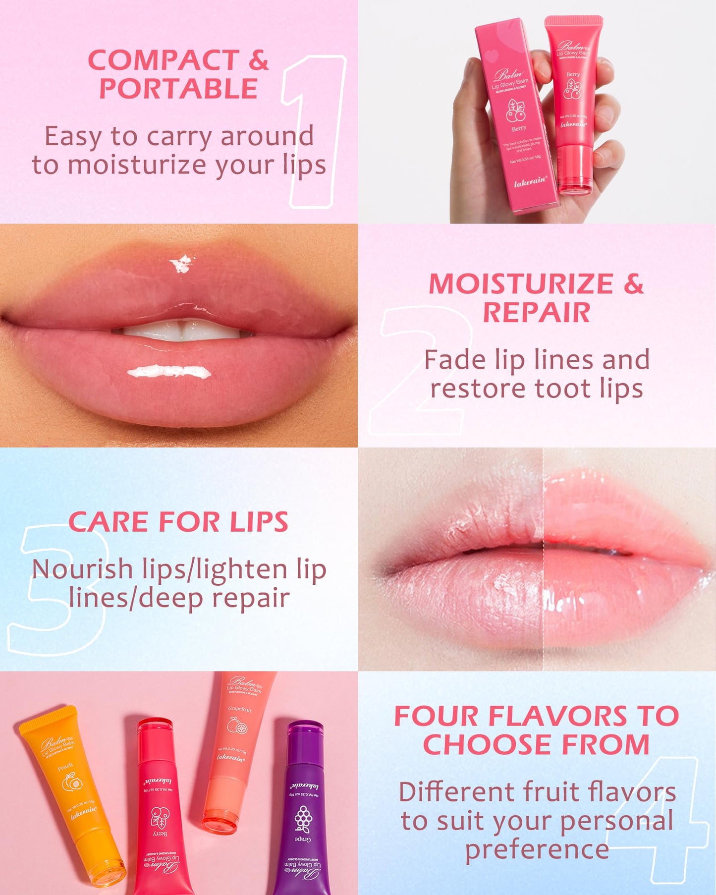 Hydrating Lip Glowy Balm, Ultra-Nourishing Lip Balm for Dry Cracked Lips, Moisturizer Lip Repair Sleeping Lip Mask, Day and Night Lip Care Therapy Treatment,Glossy Smooth Lip Butter Balm-03#Grapefruit